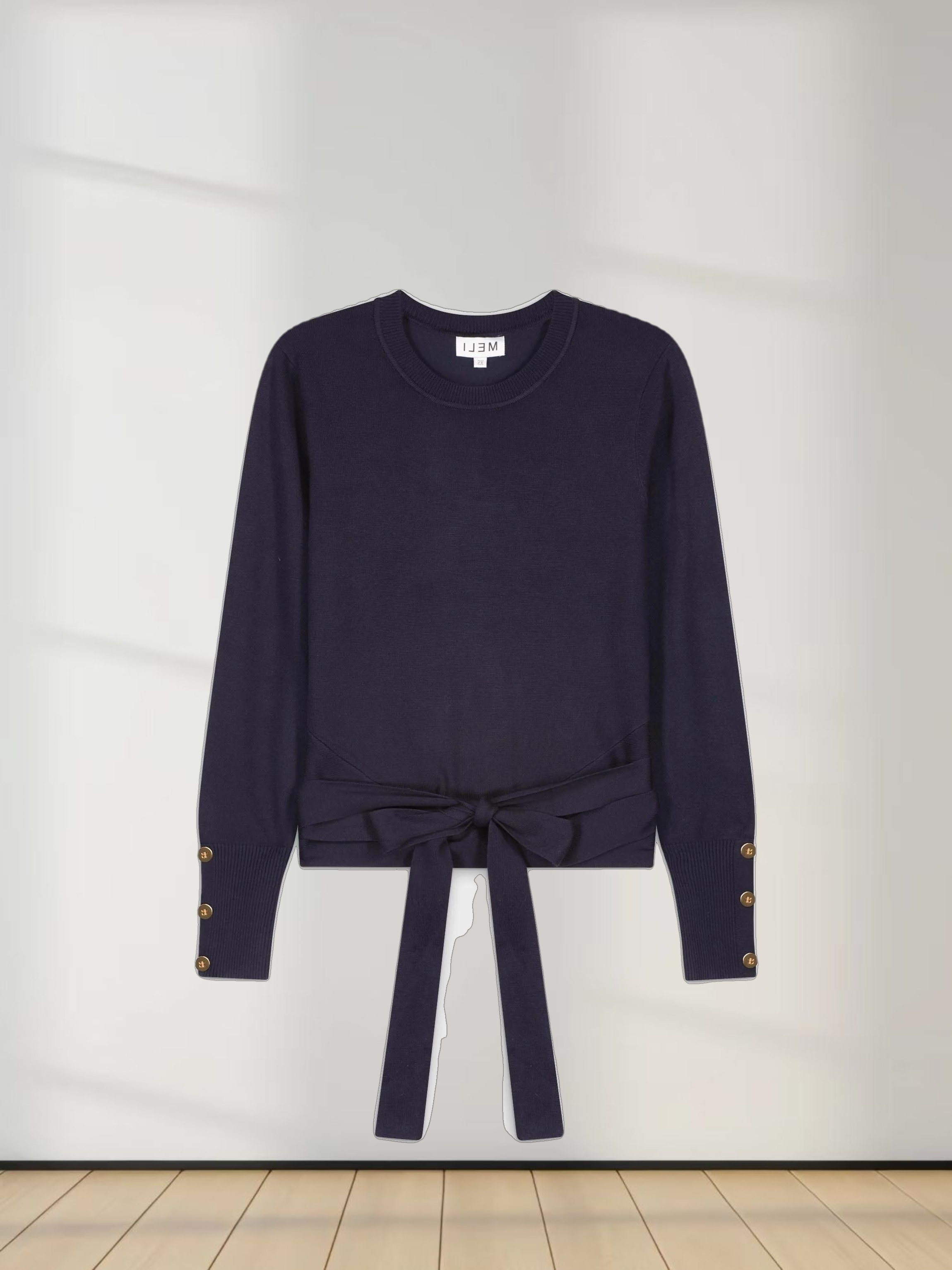 Wrap Tie Sweater-Navy