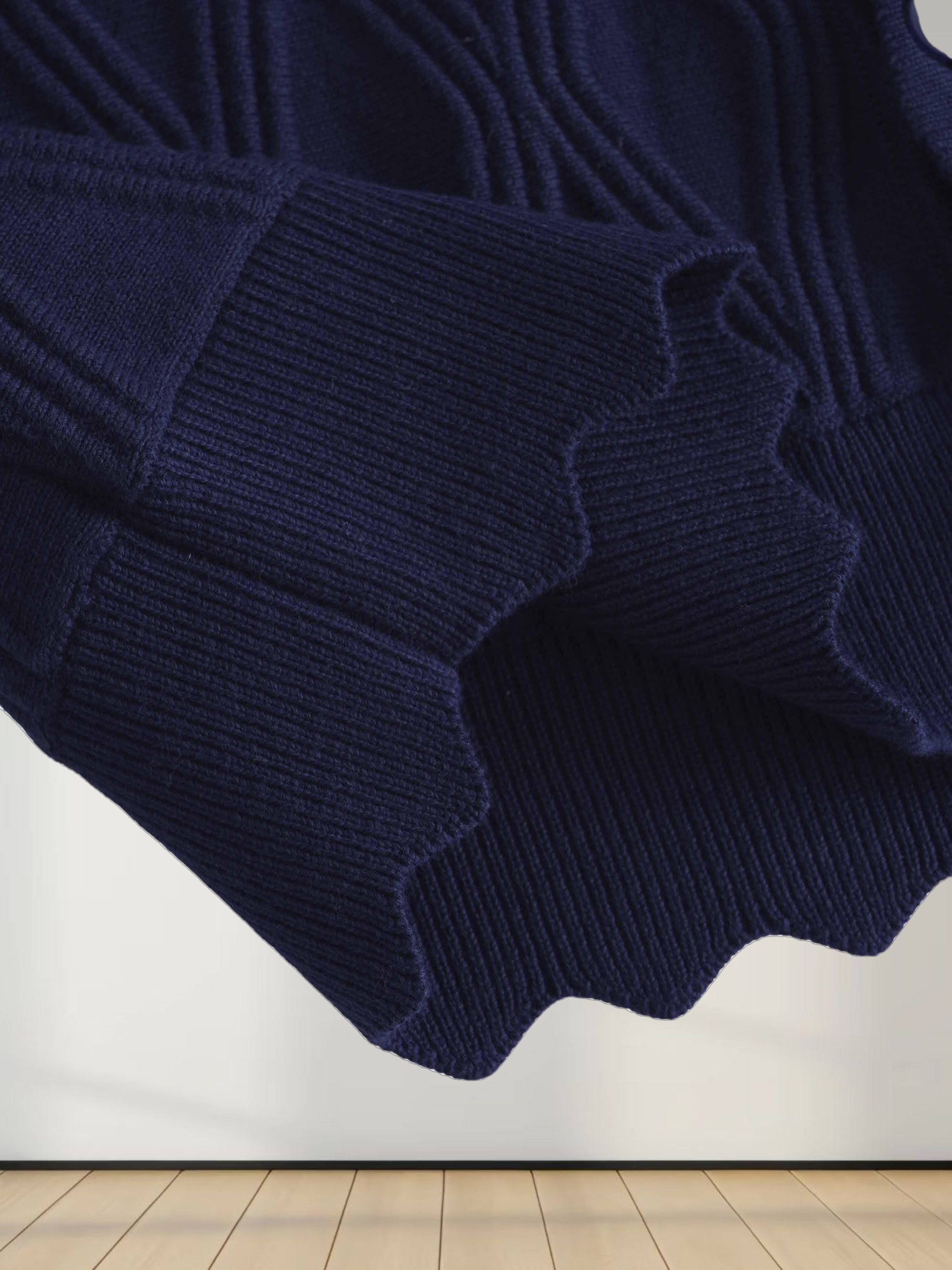 Scalloped Edge Cardigan-Blue