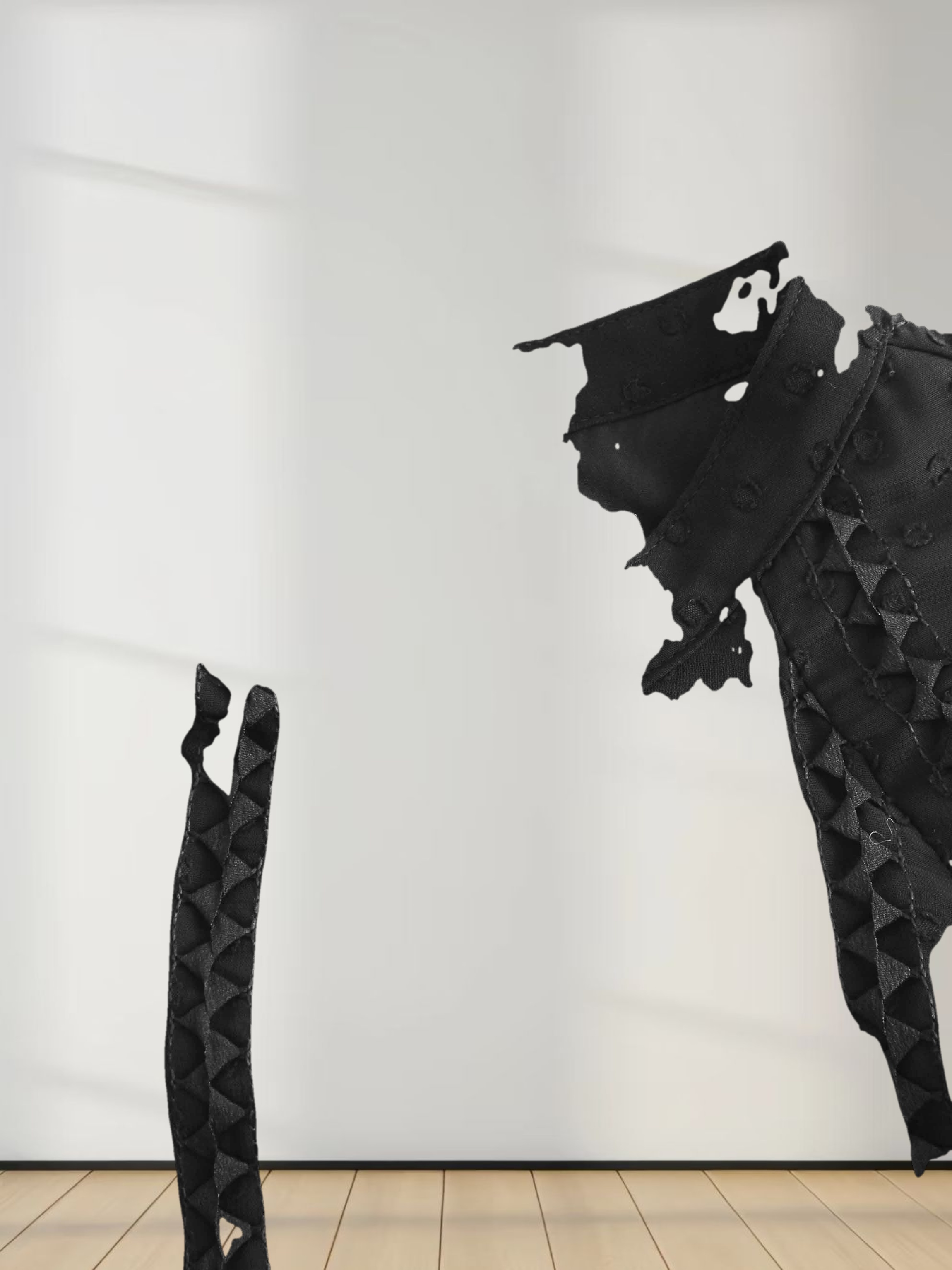 Chiffon Rikrak Lace Dress-Black