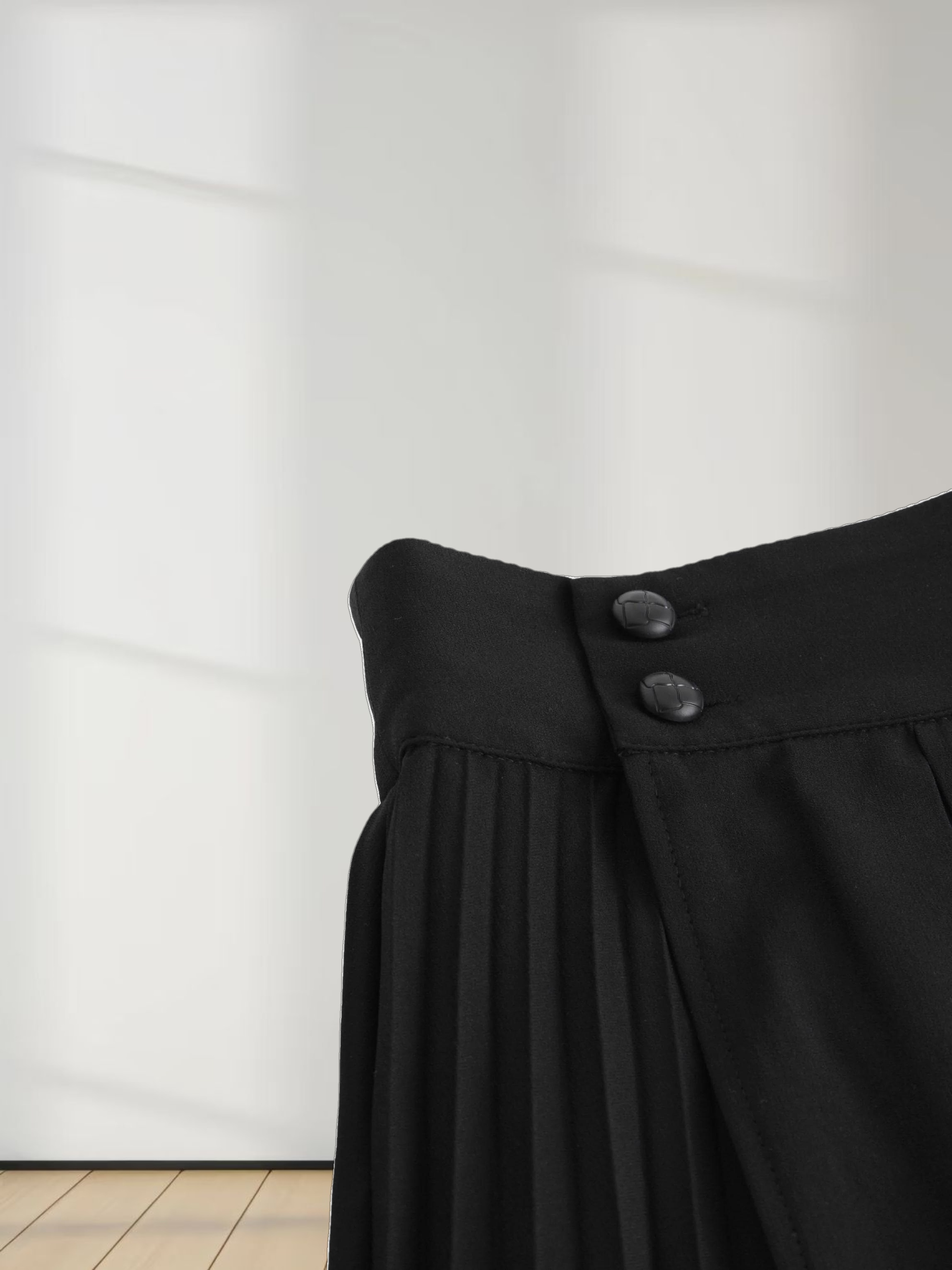 Crossover Mix Pleat Skirt-Black