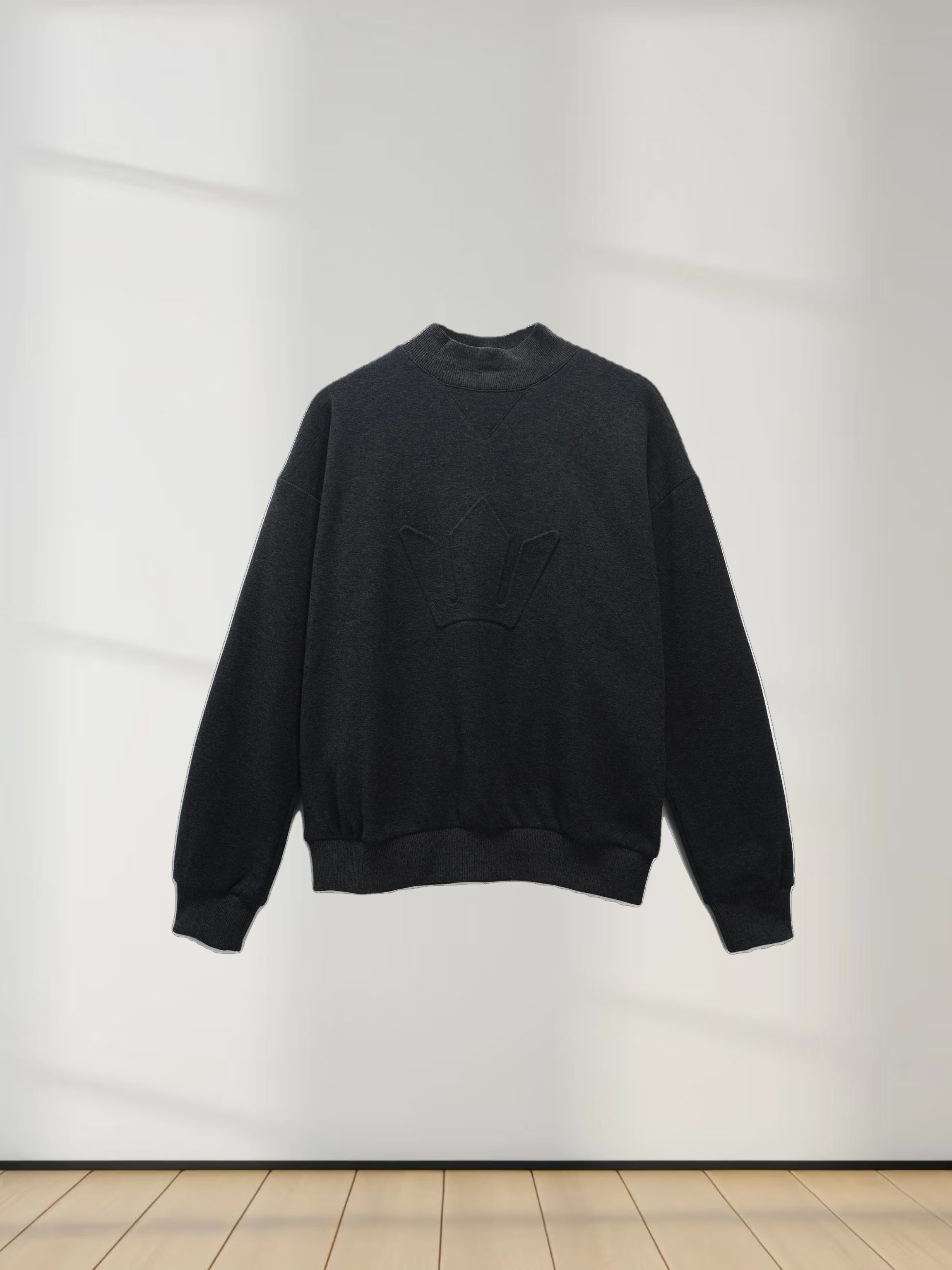 Embossed Crown Sweatshirt-Dark Heathered Grey