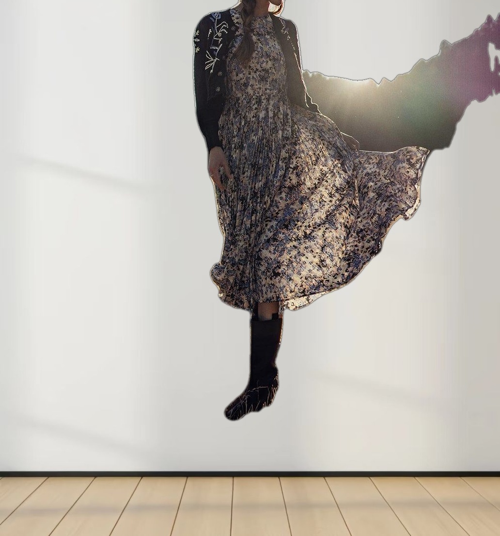 Pleated Slip Dress-Multi