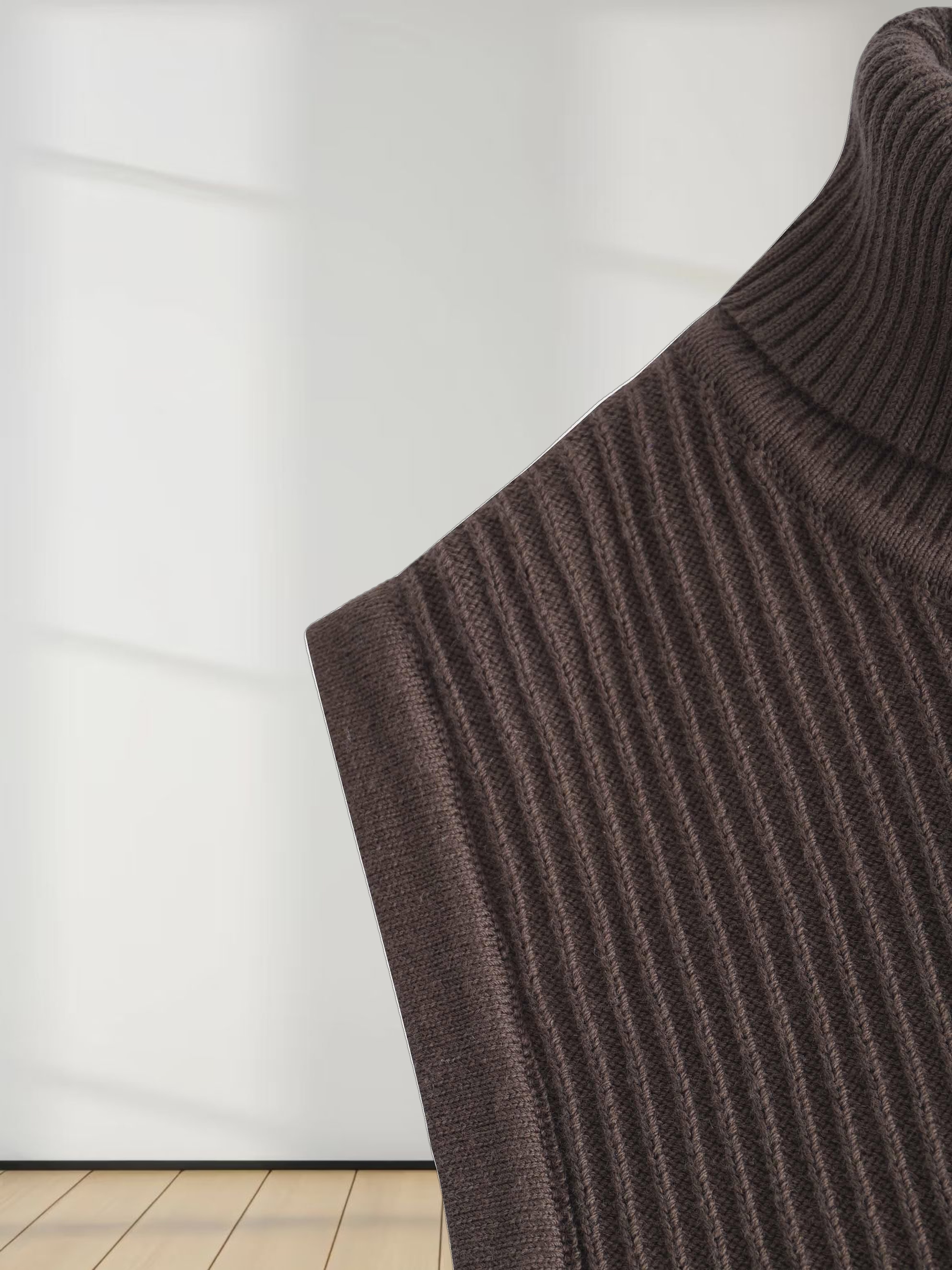 Sleeveless Ribbed Turtleneck-Chocolate Brown