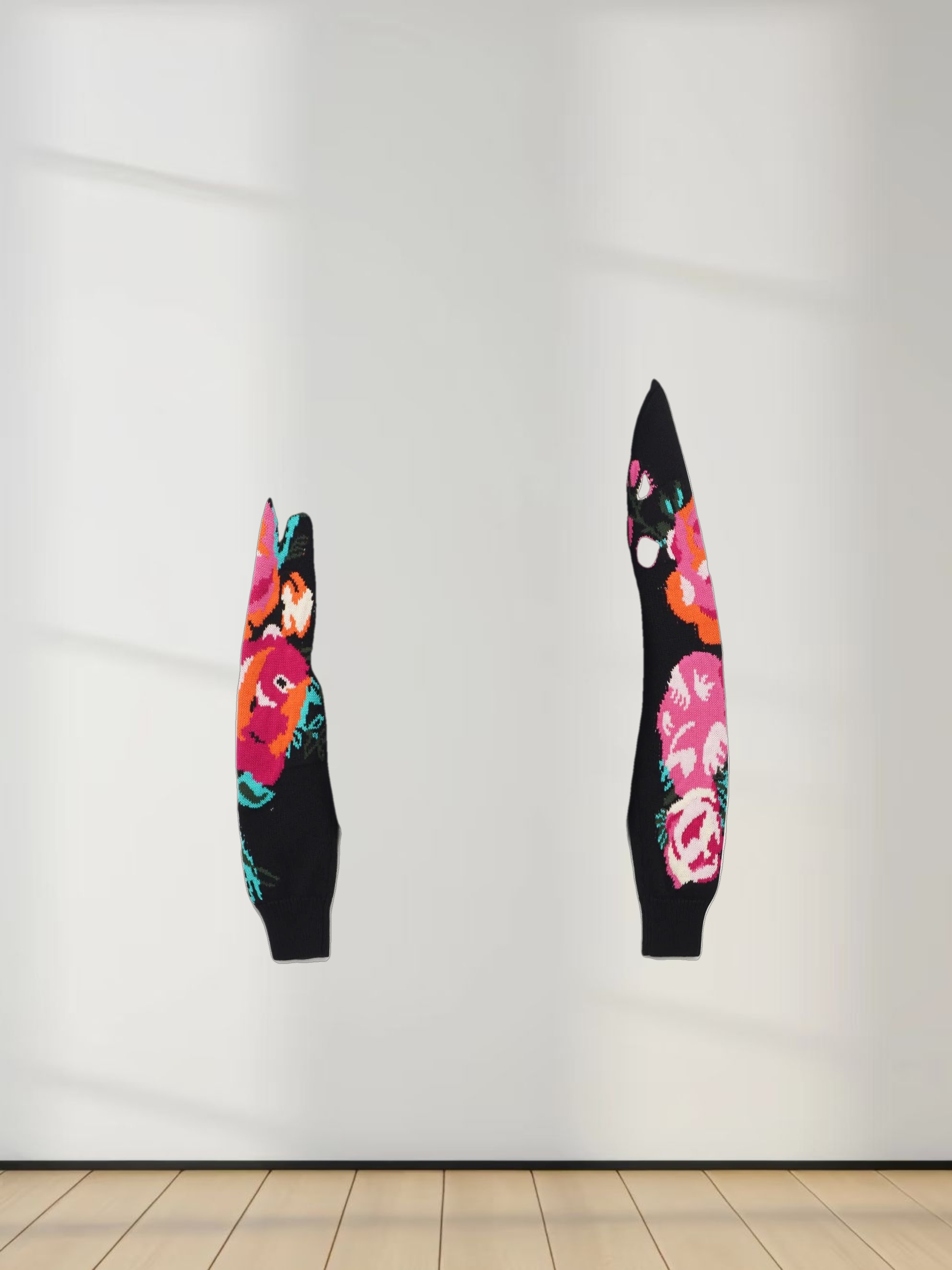 Floral Motif Sweater-Black