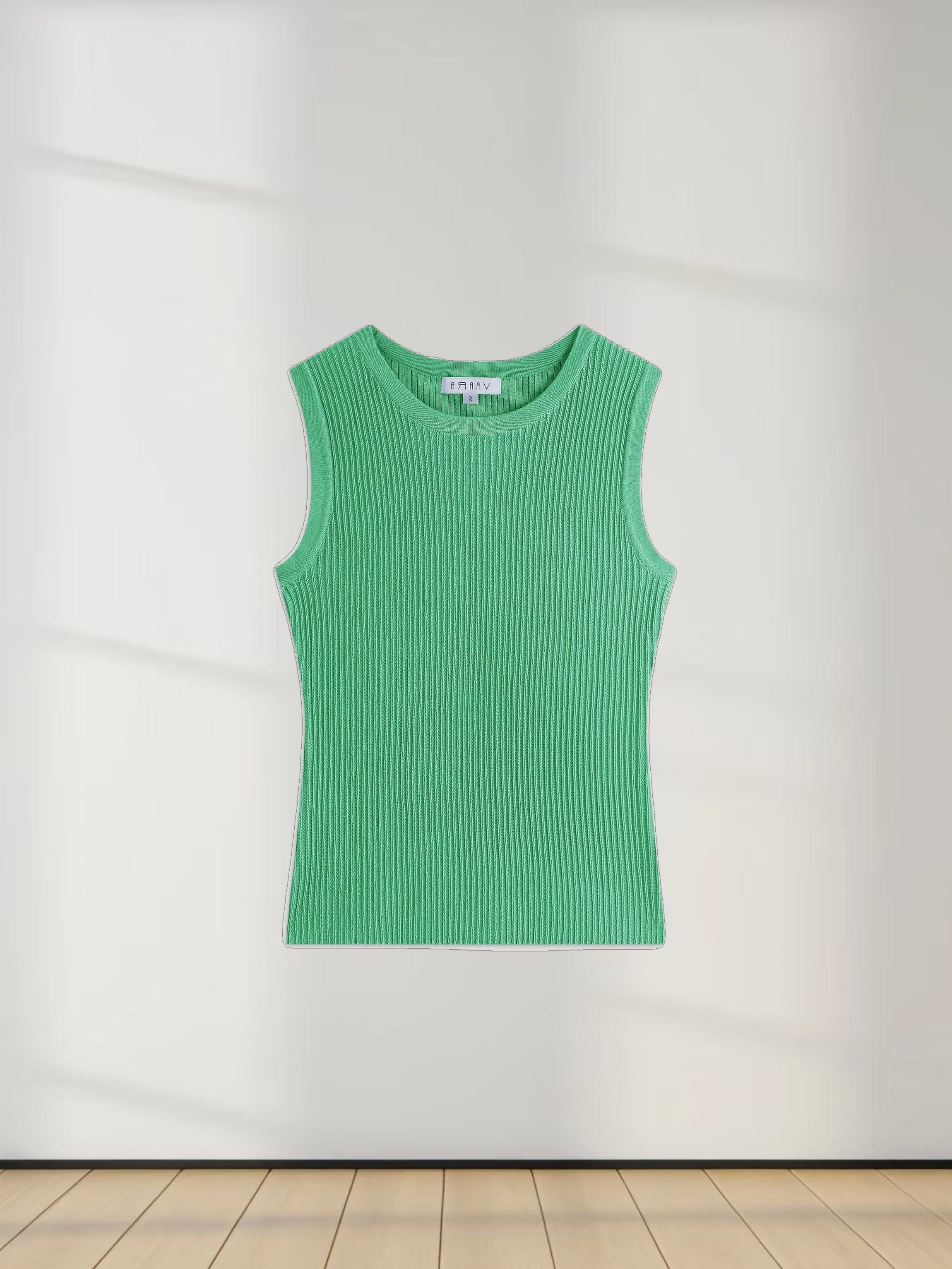 Sleeveless Ribbed Crew-Kelly Green