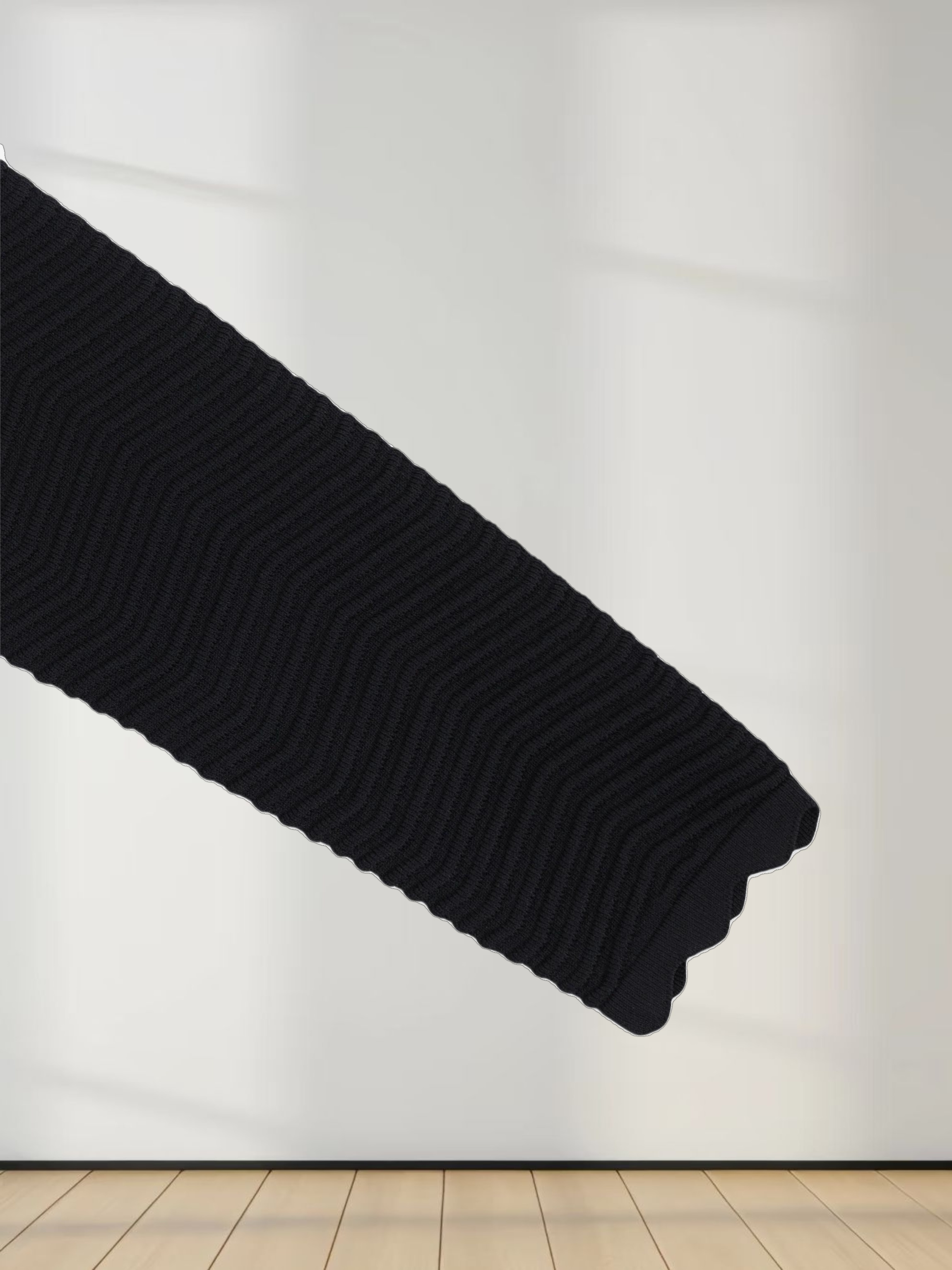 Wave Knit Cardigan-Black