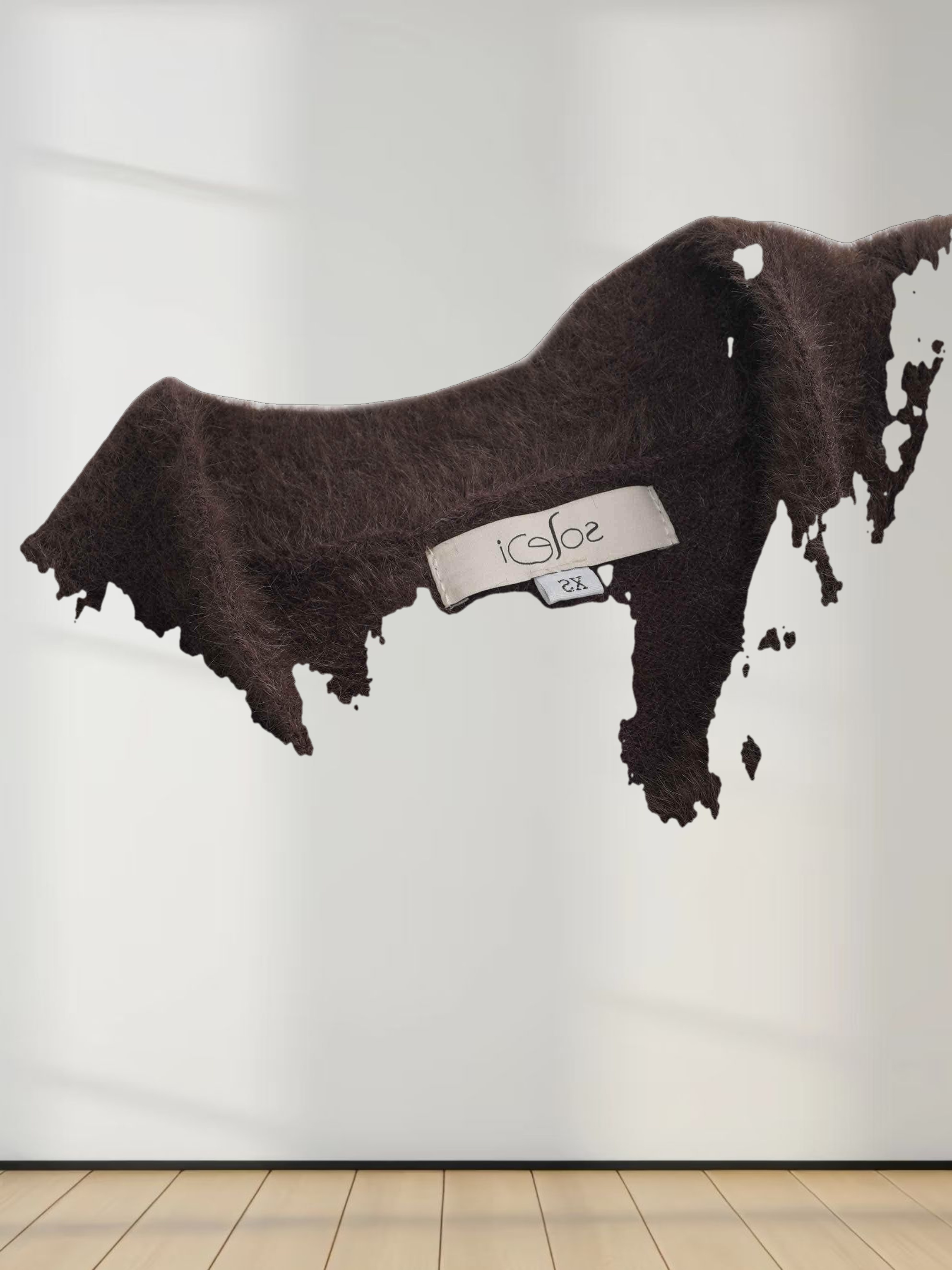 Mohair Shawl Collar Cardigan-Brown