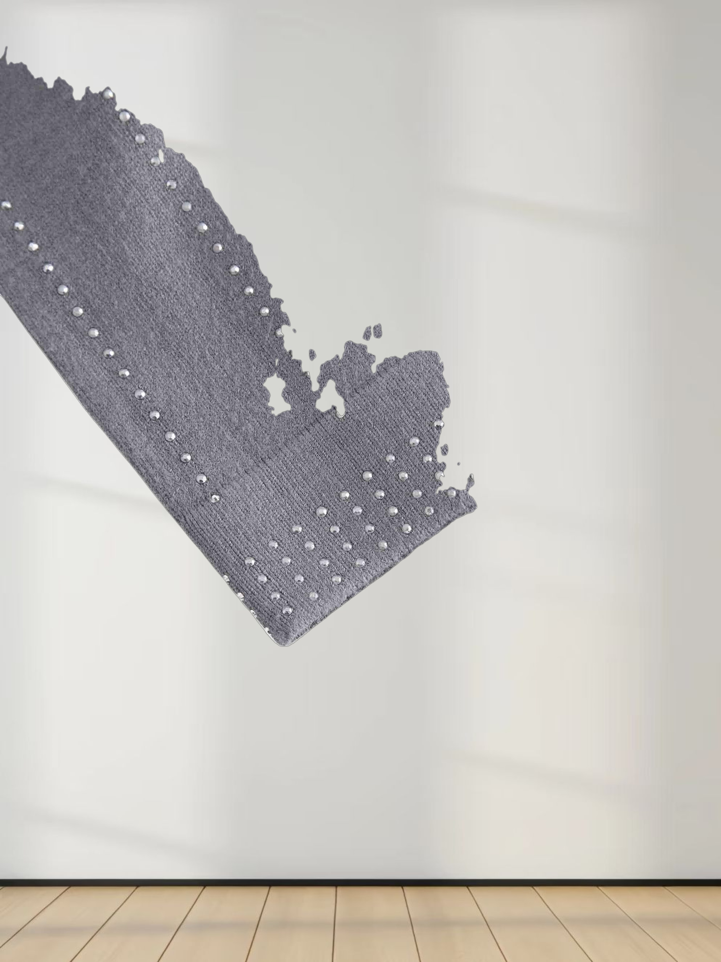 Crystal Pinstripe Crew Cardigan-Grey