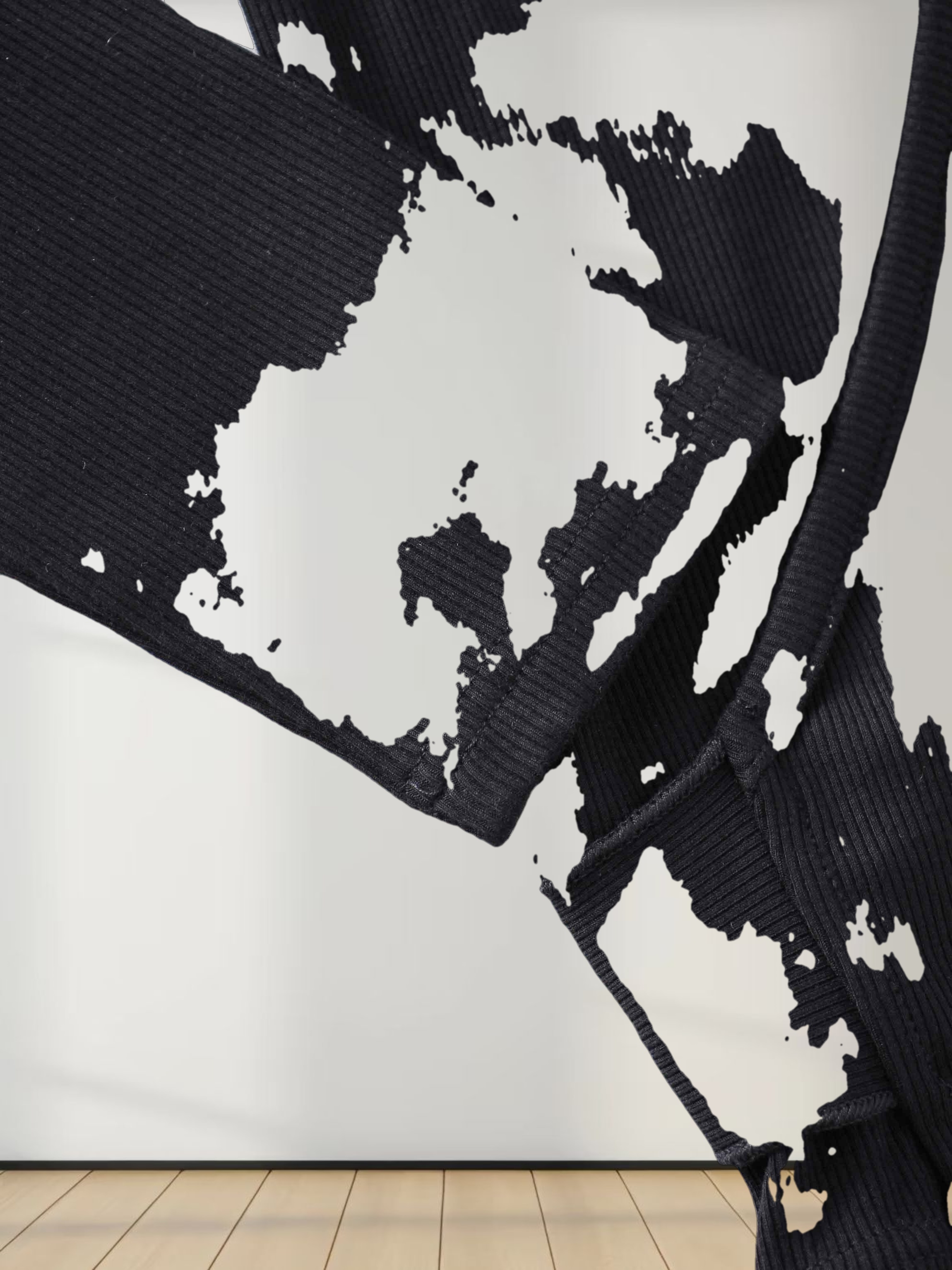 RIBBED WRAP TEE-BLACK