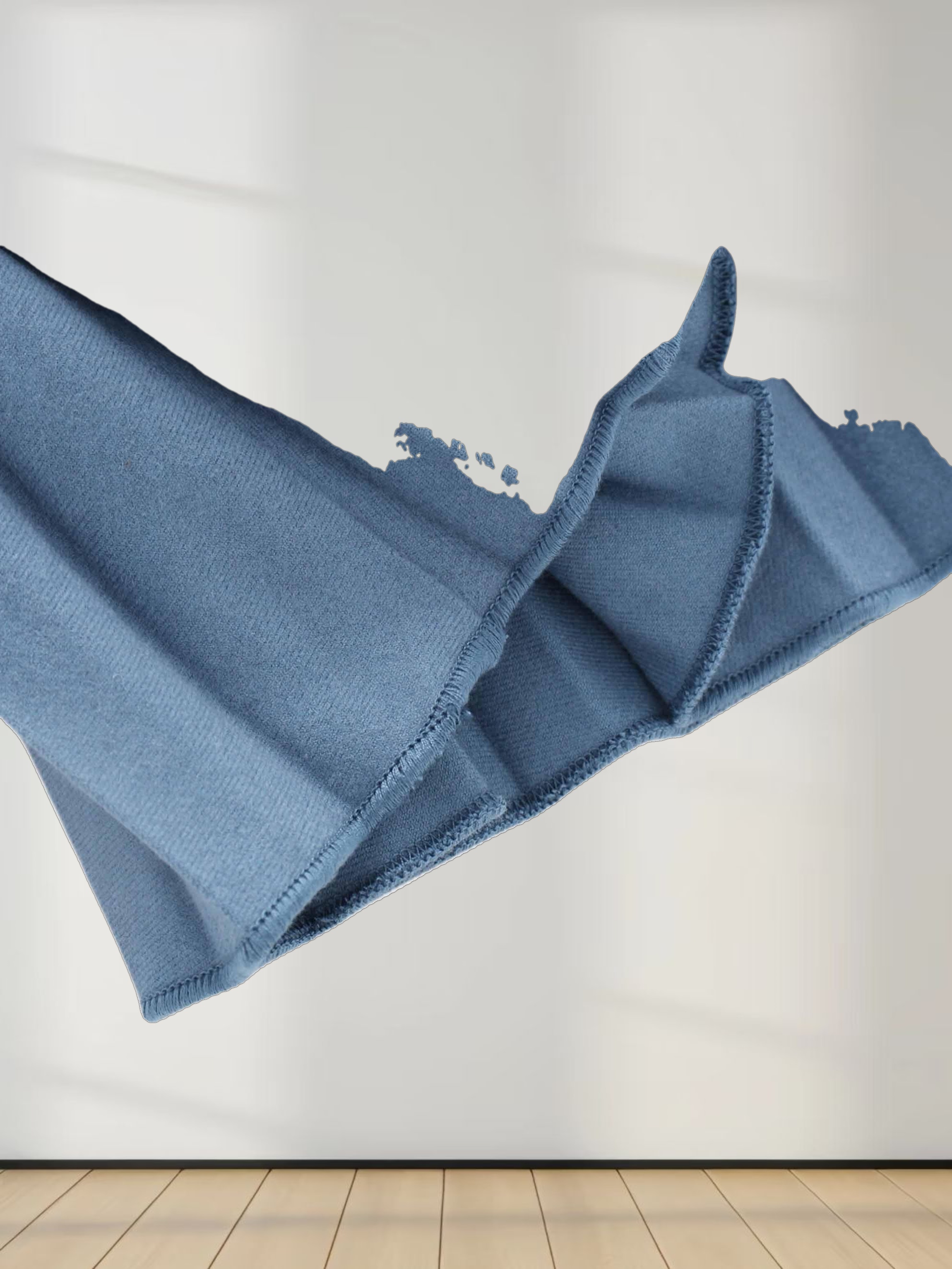 Wool Blend Pleated Skirt-Denim Blue