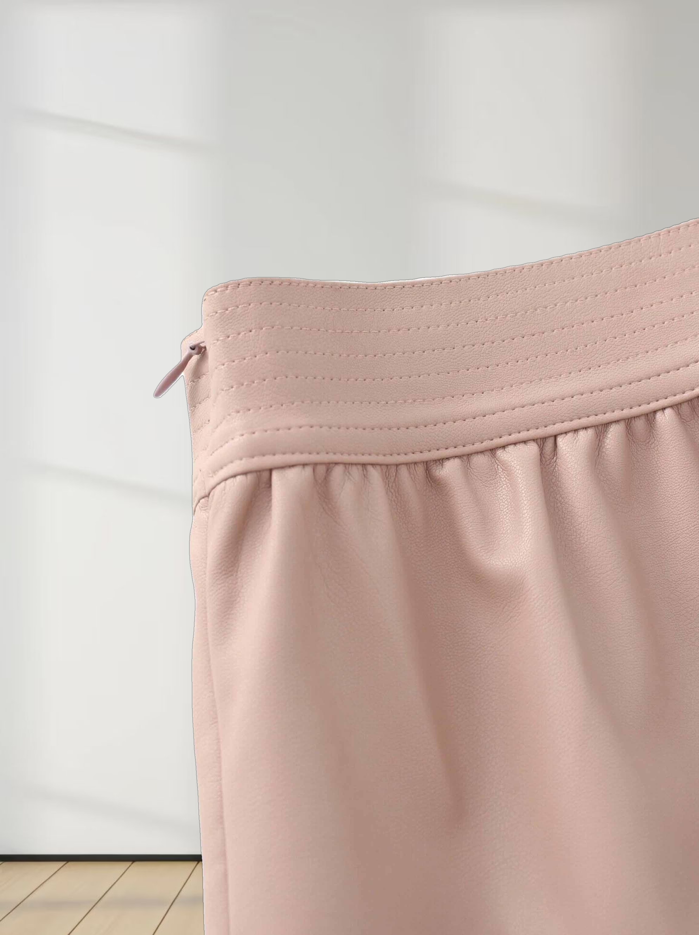 Drop Waist Leather Skirt-Mauve