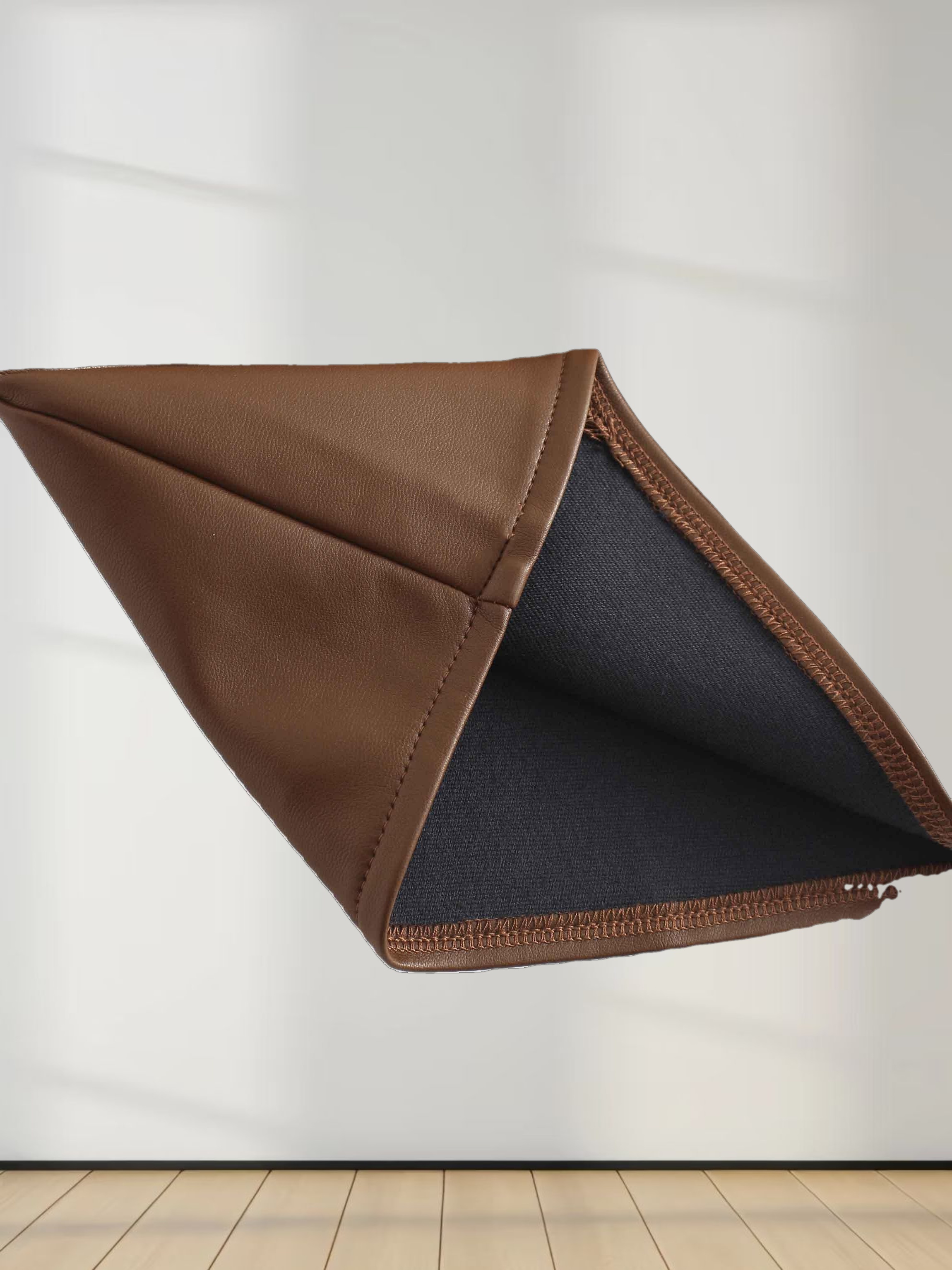 Short A-Line Seamed Faux Leather Skirt-Brown