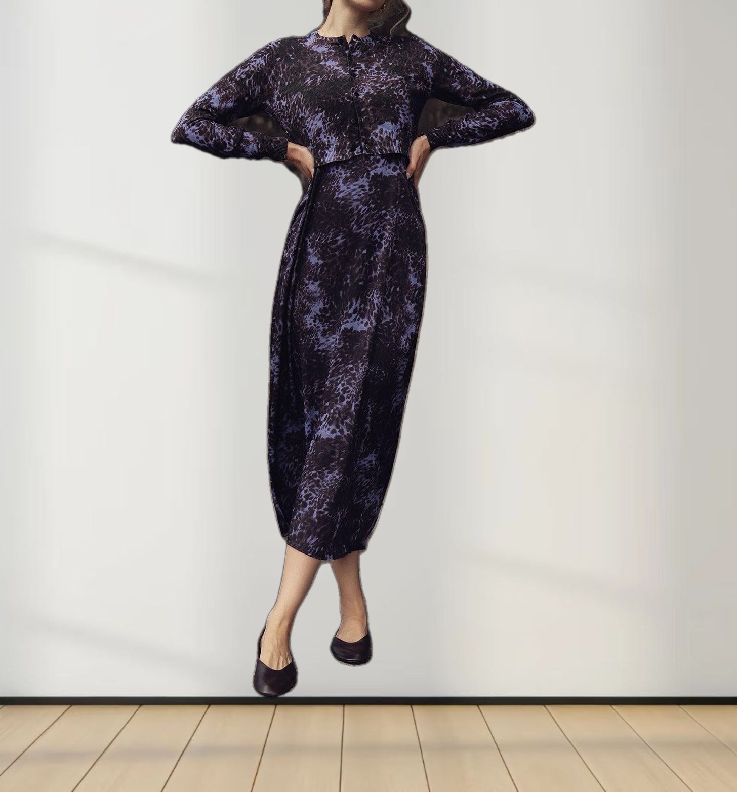 Printed Cardigan-Purple Pebbles