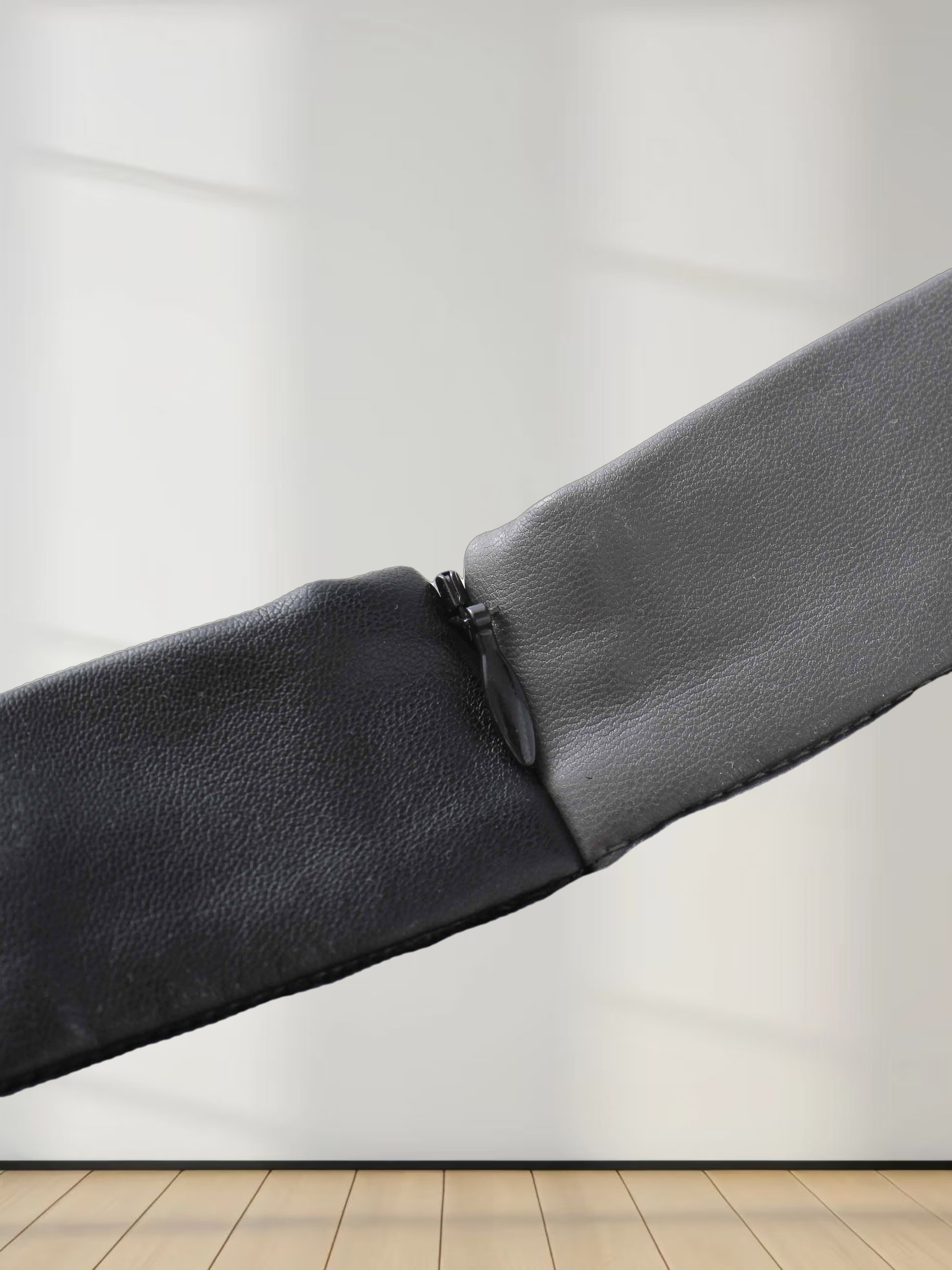 Two Tone Leather Skirt-Black/Grey