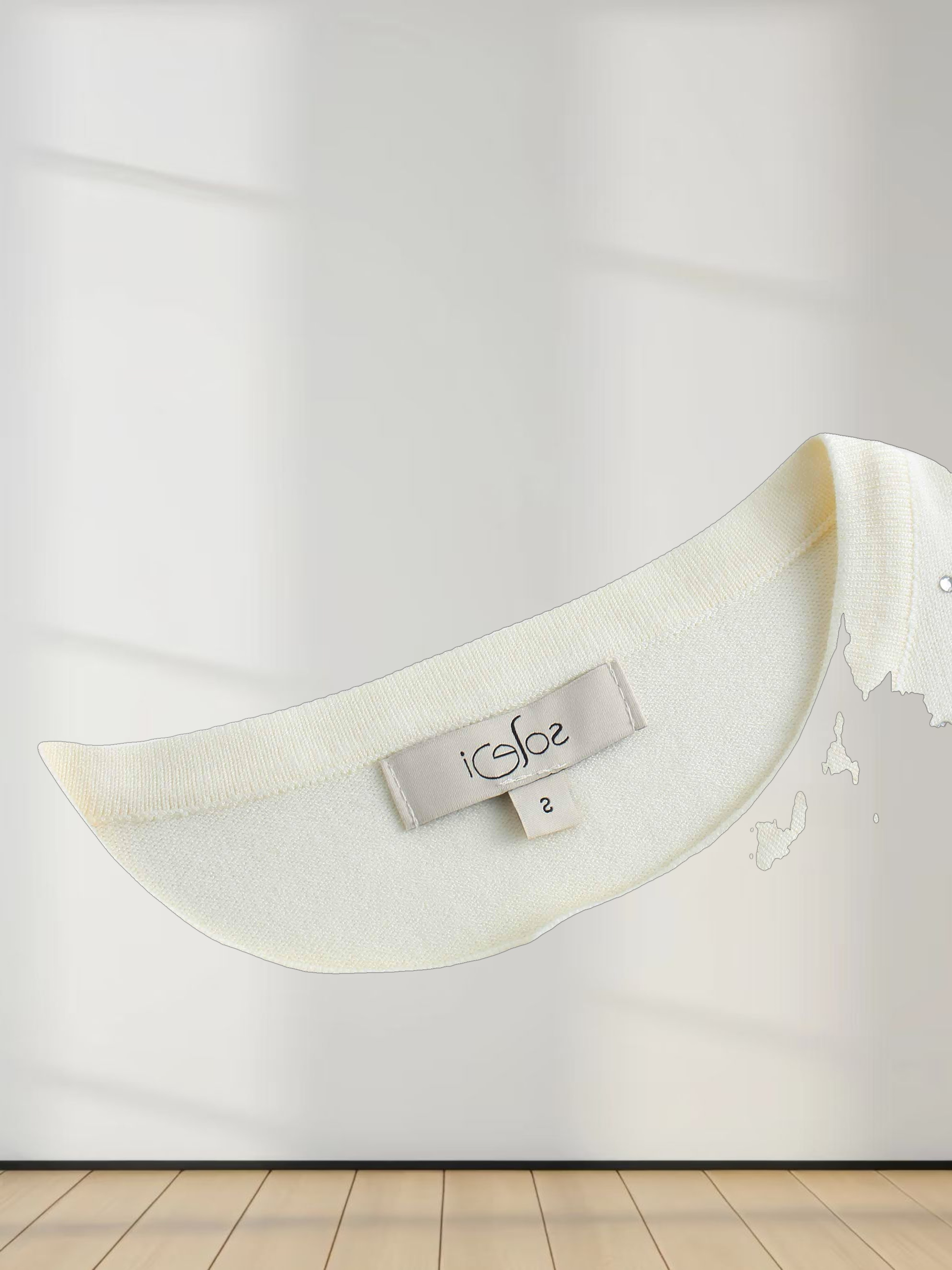 Stone Embellished Crew Cardigan-White