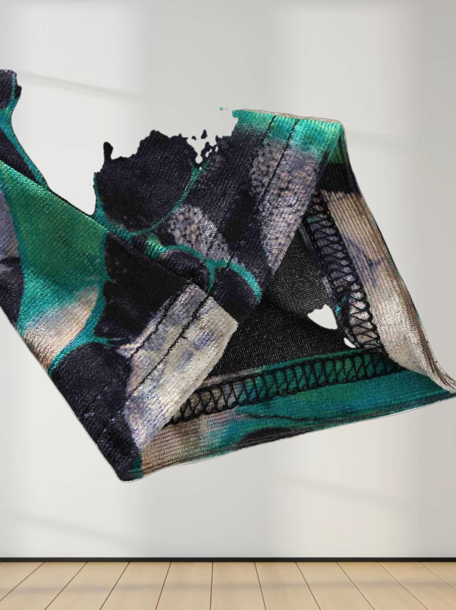 Velour Printed Turtleneck-Green Floral