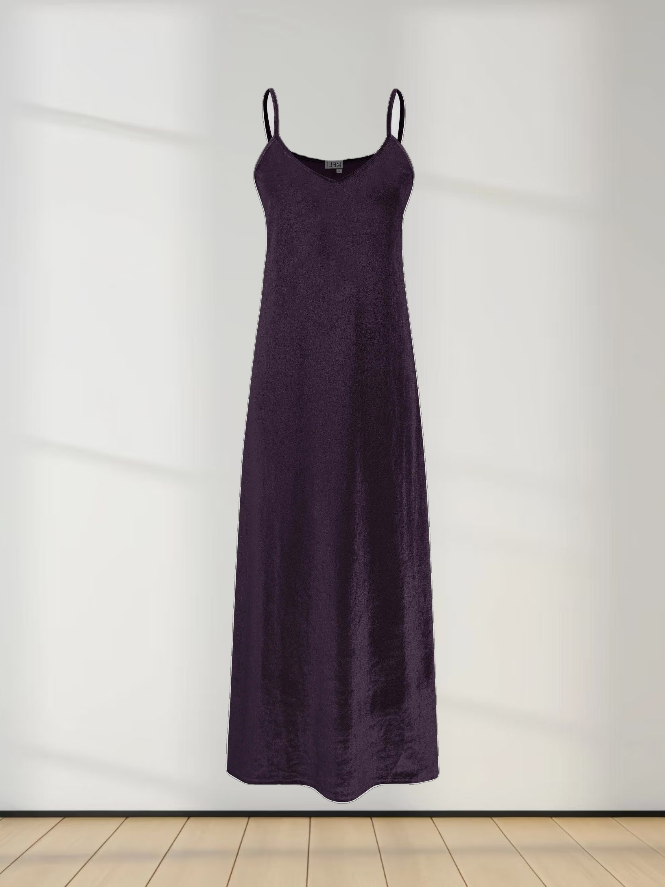 Velour Slip Dress - Brown