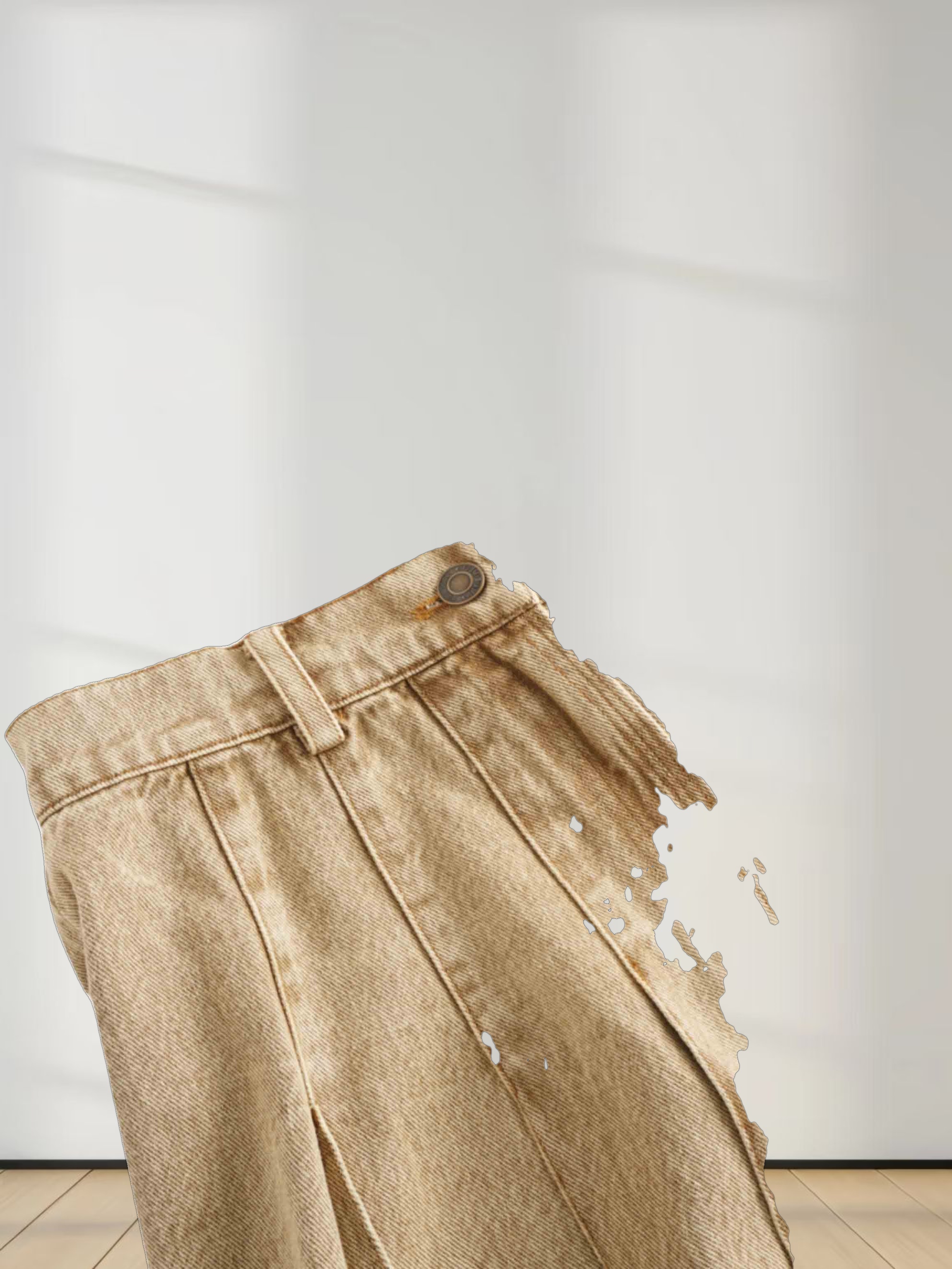 Stitched Pleated Skirt-Tan