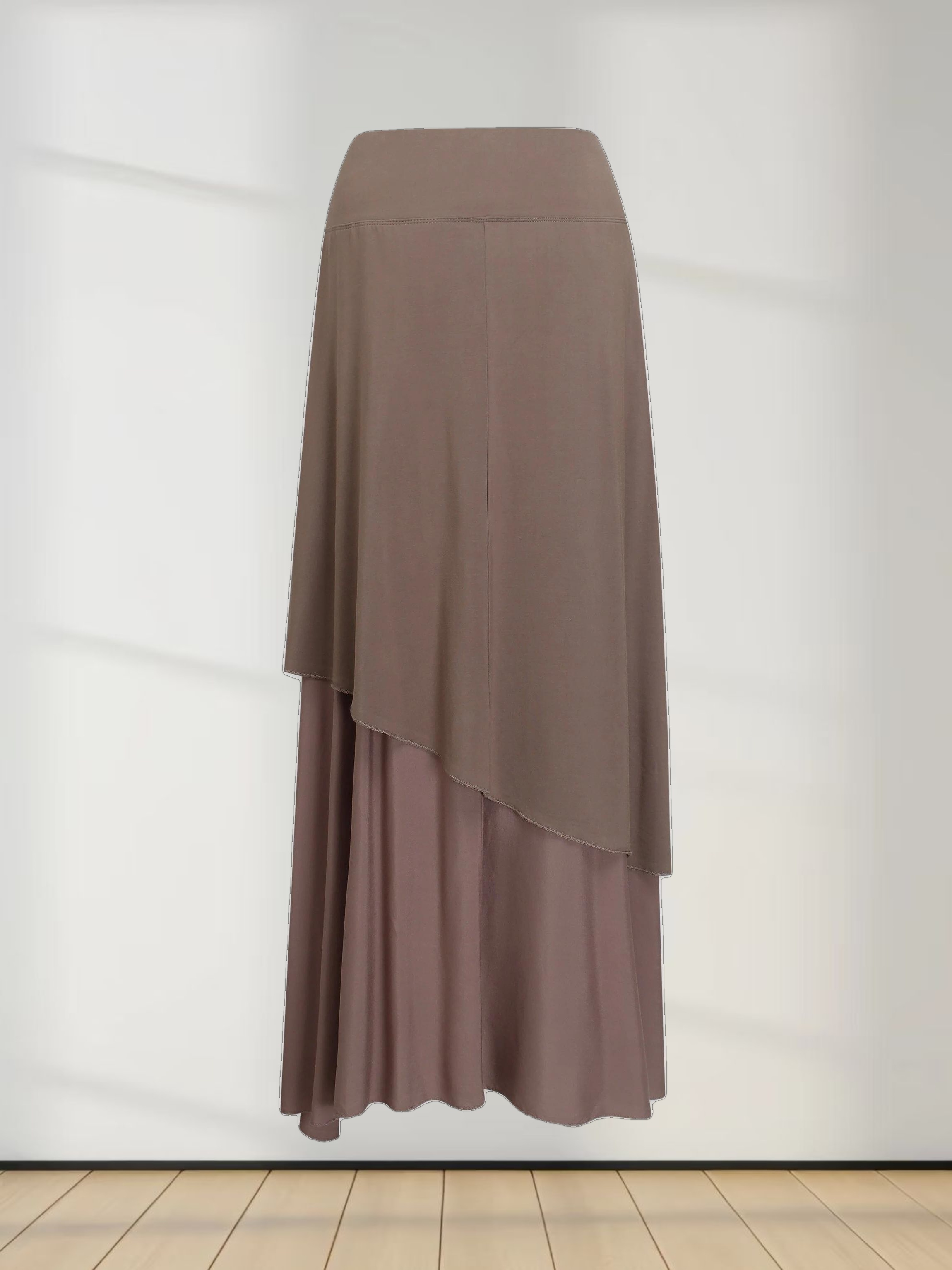 DOUBLE LAYER SKIRT-BROWN