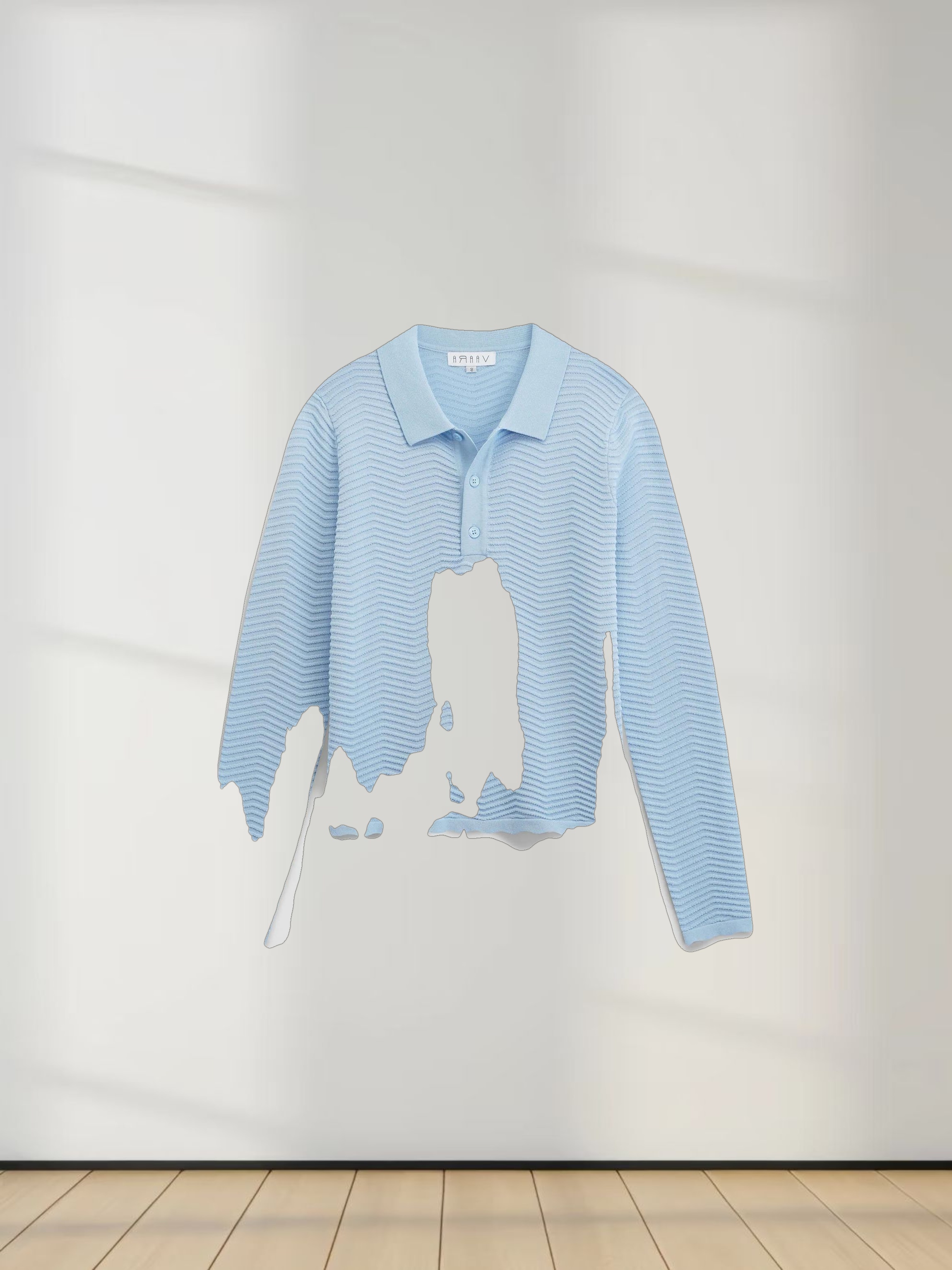 Scallop Edge Collar Sweater-Light Blue