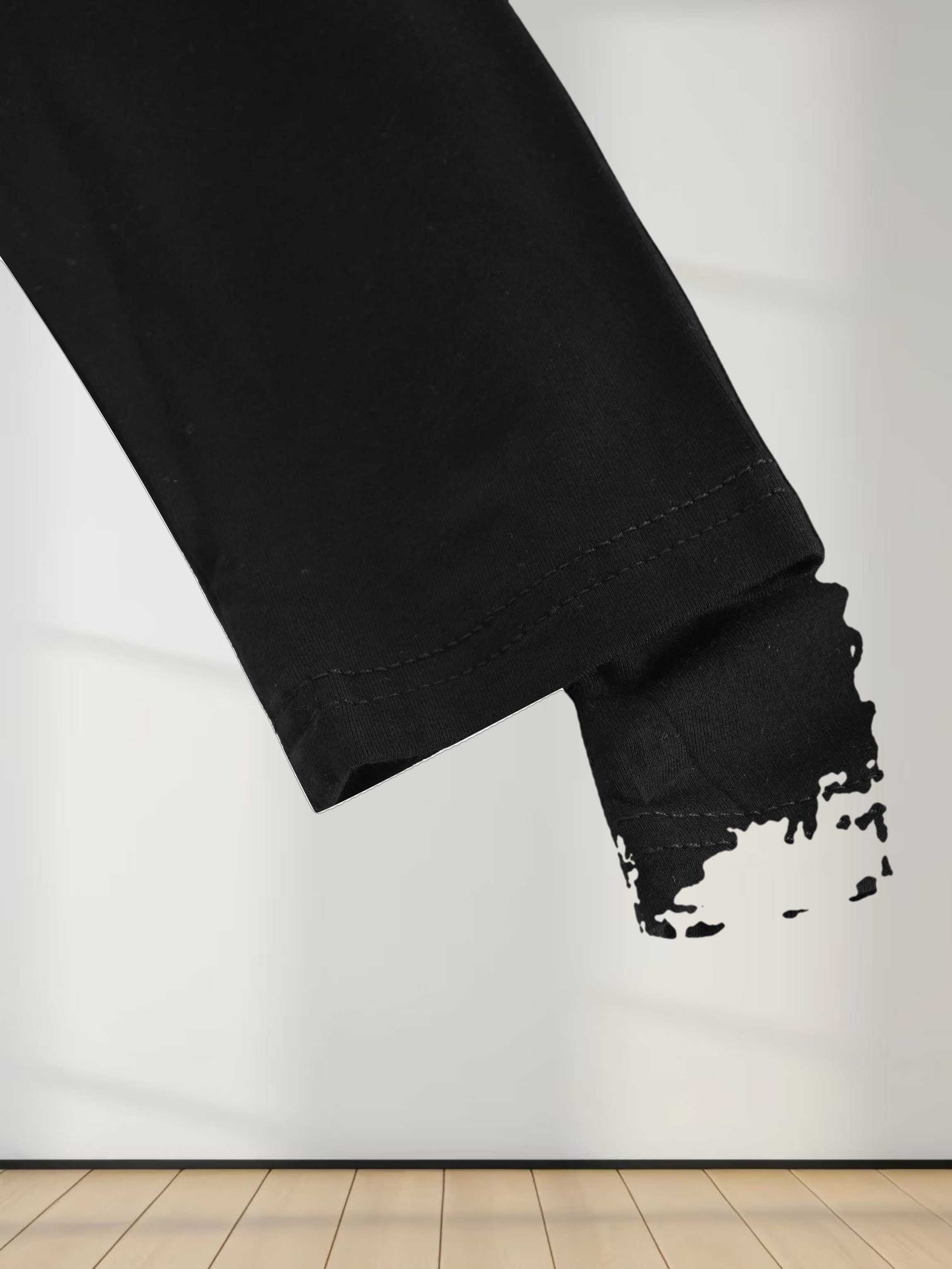 SIDE ELASTIC TEE-BLACK