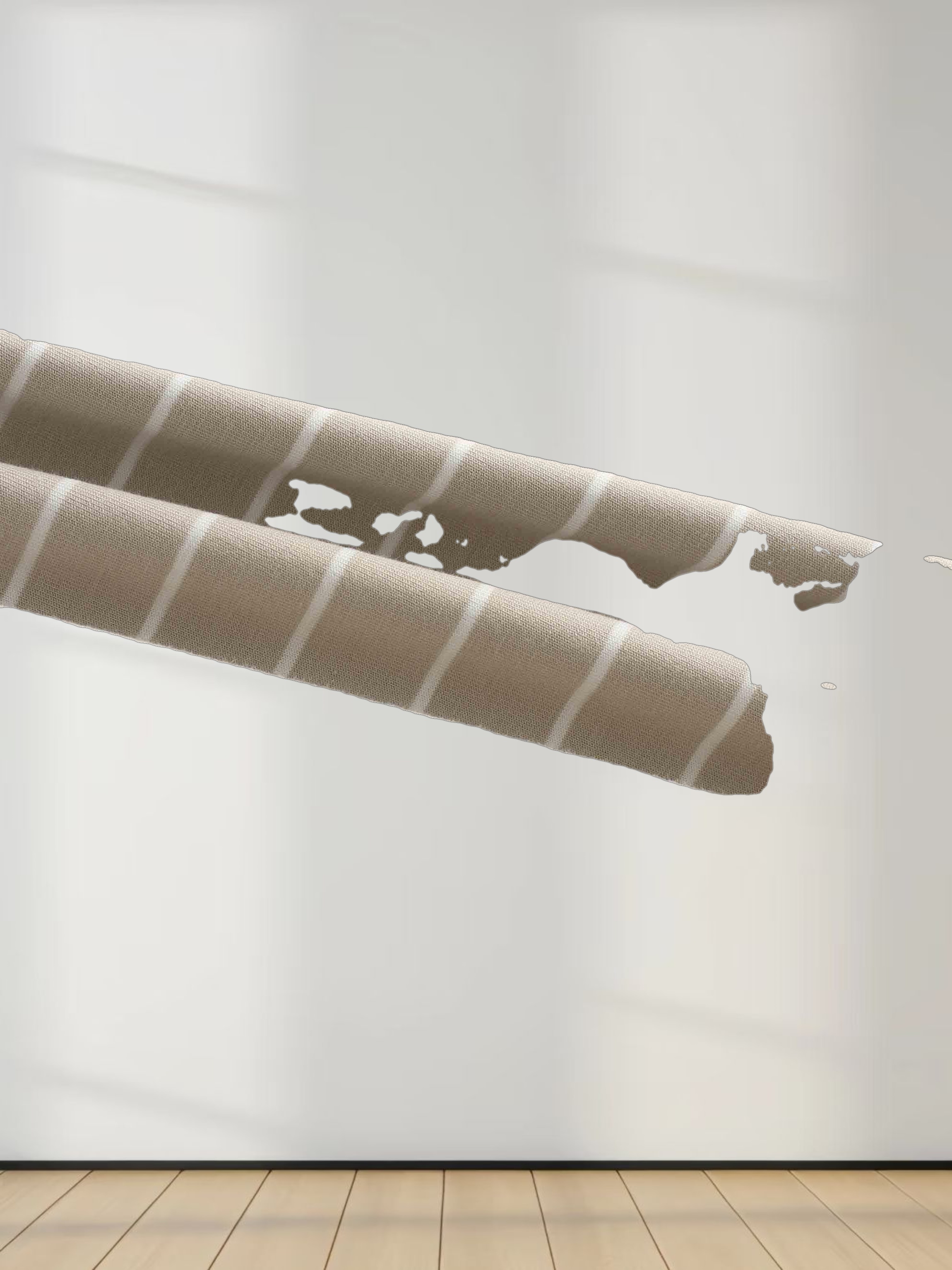 Striped Collar Snap Tee-Tan/White