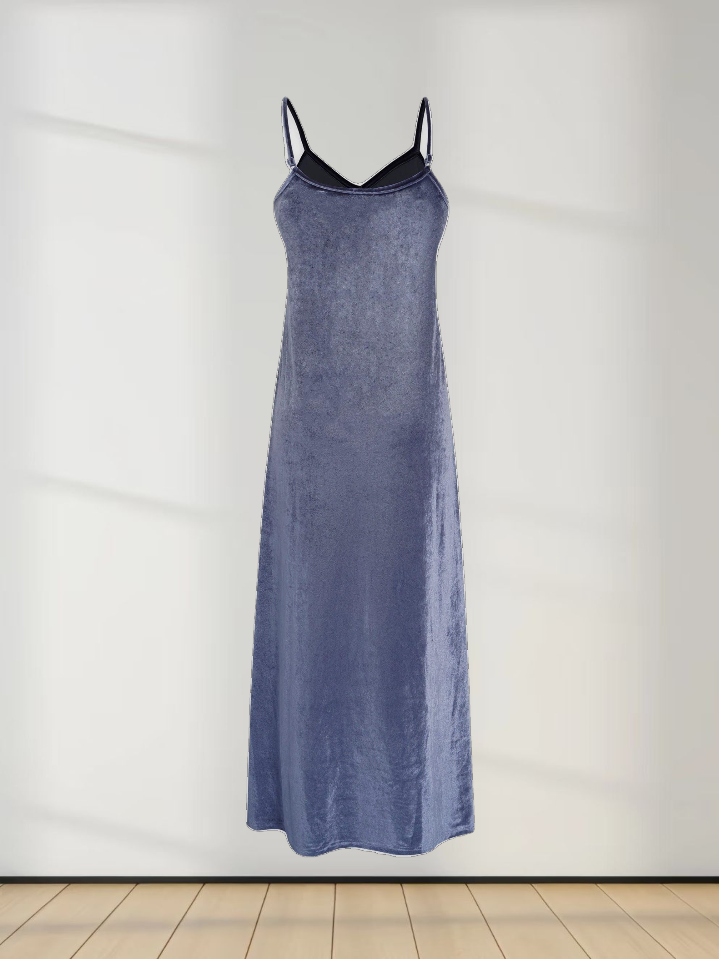 Velour Slip Dress - Grey