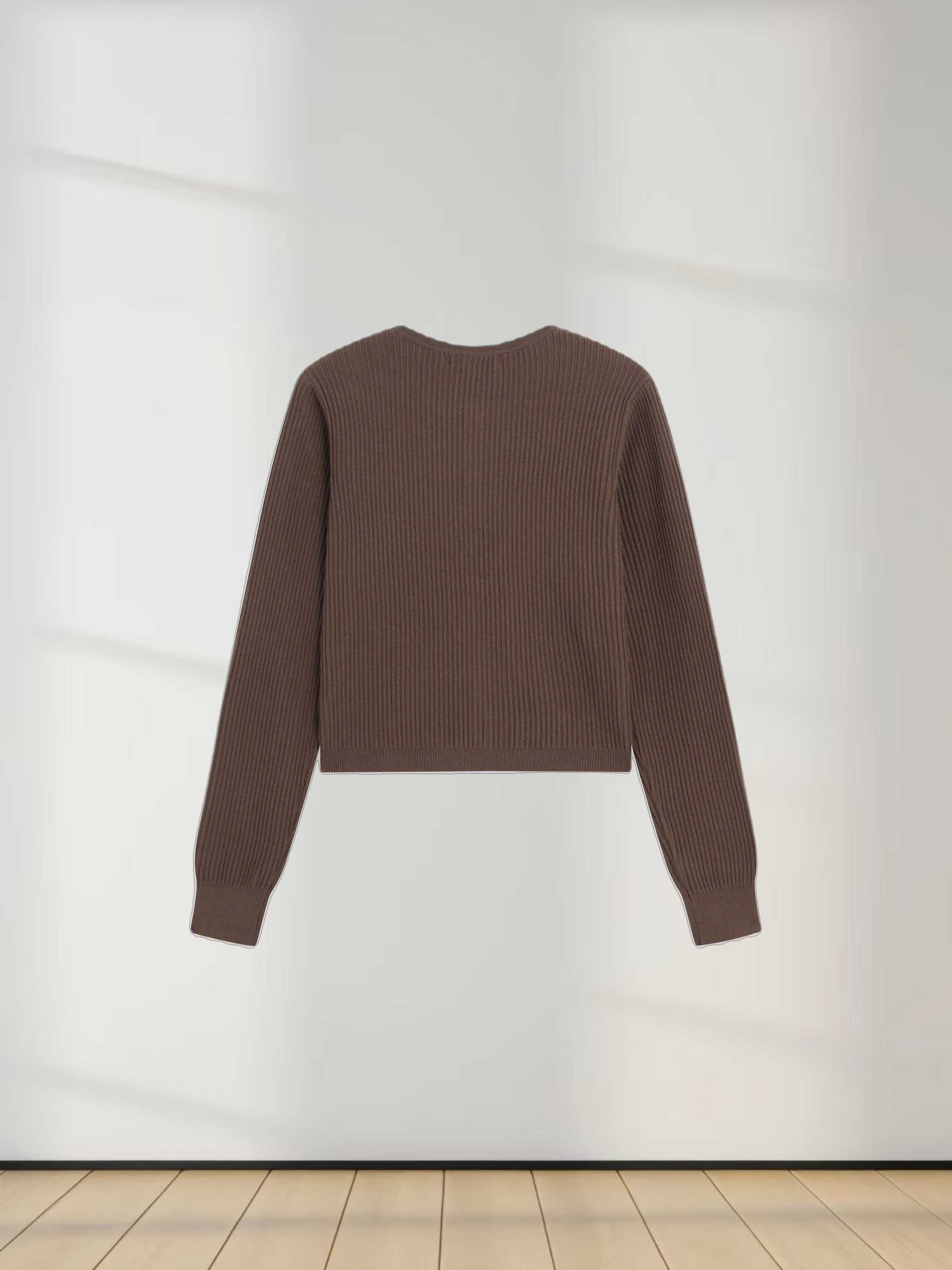 Button Down Ribbed Cardigan-Chocolate Brown