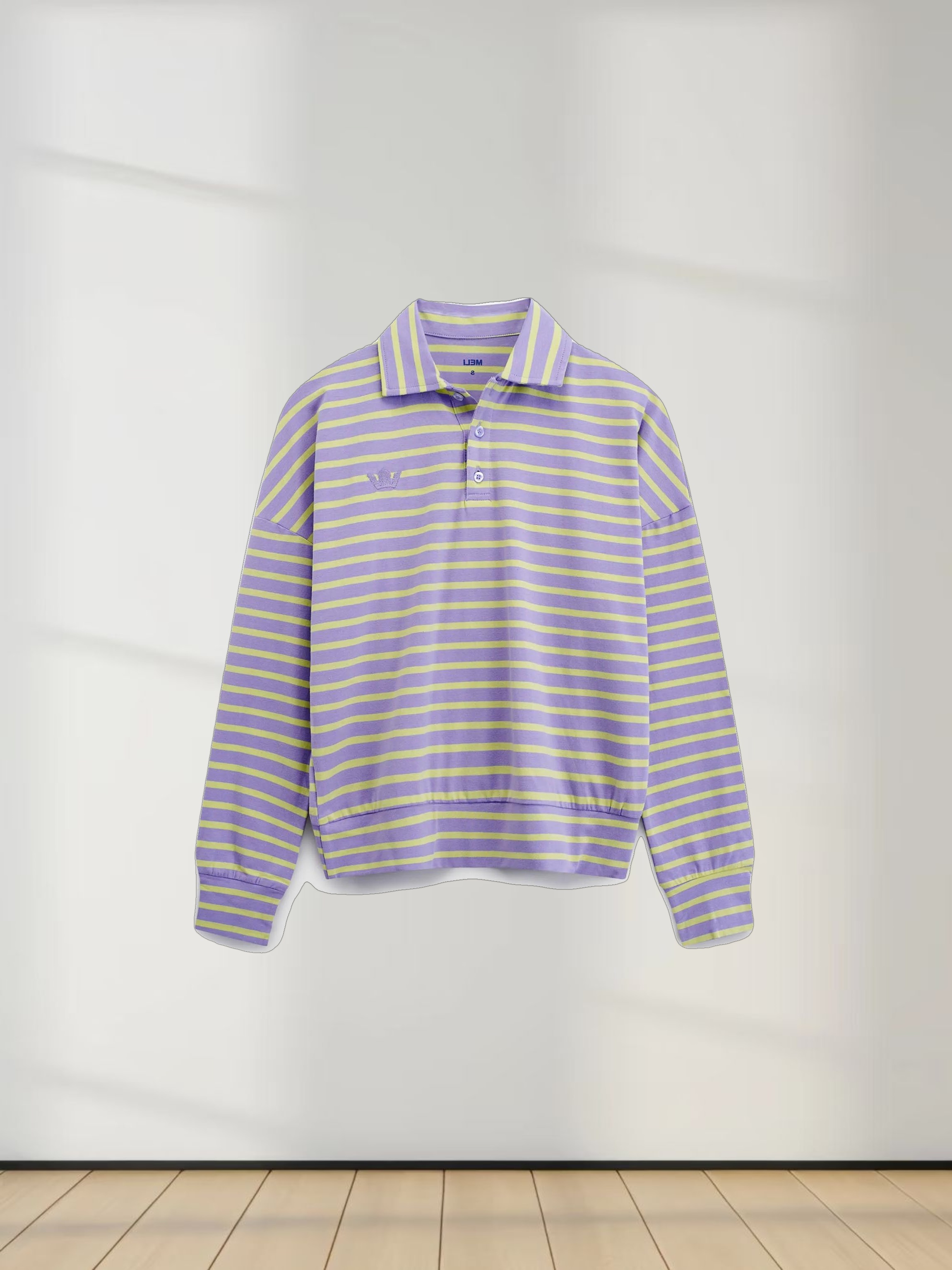 Collared Bomber Tee-Lavender/Lime