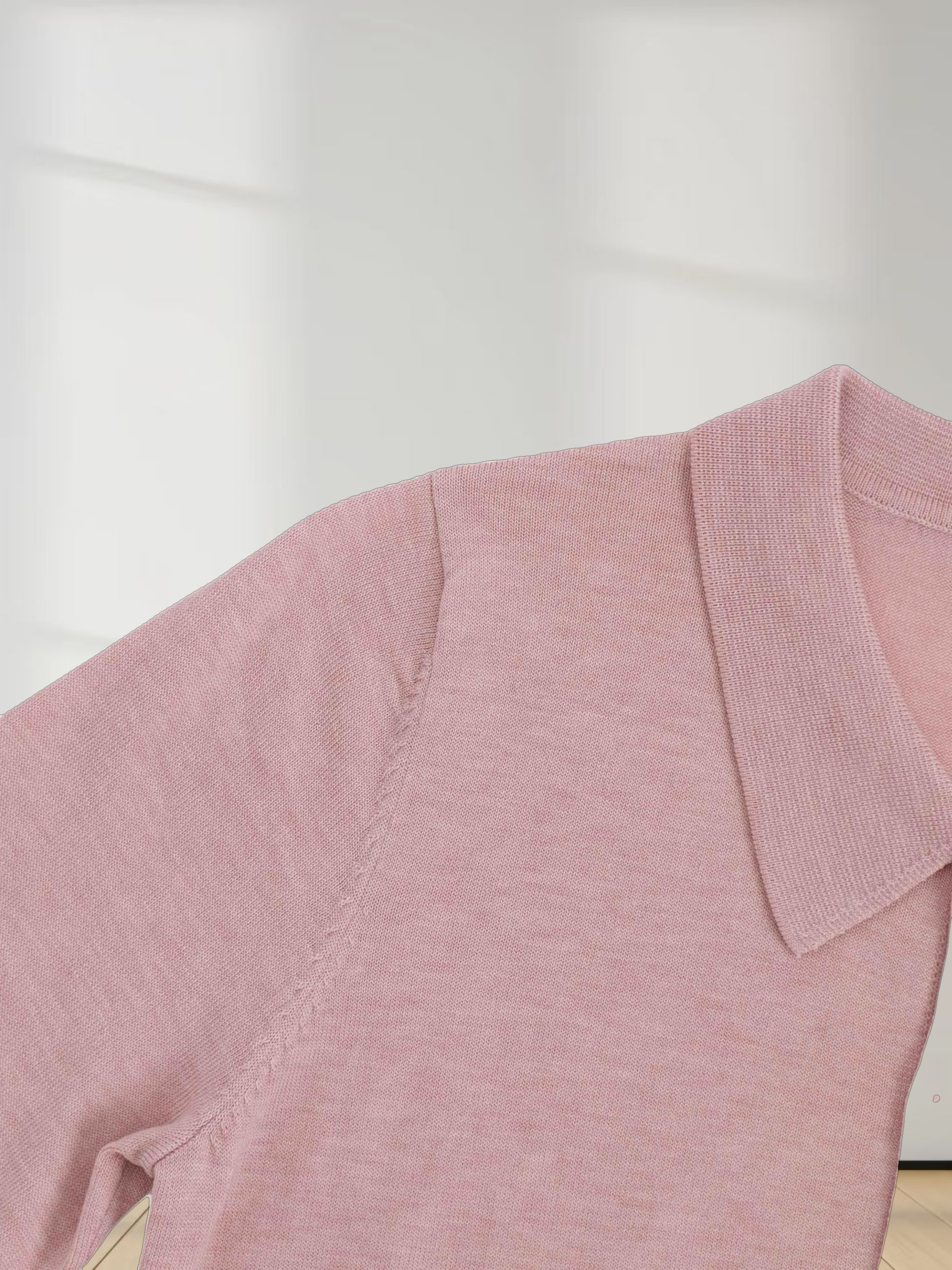 Wool Blend Collared Cardigan-Pink