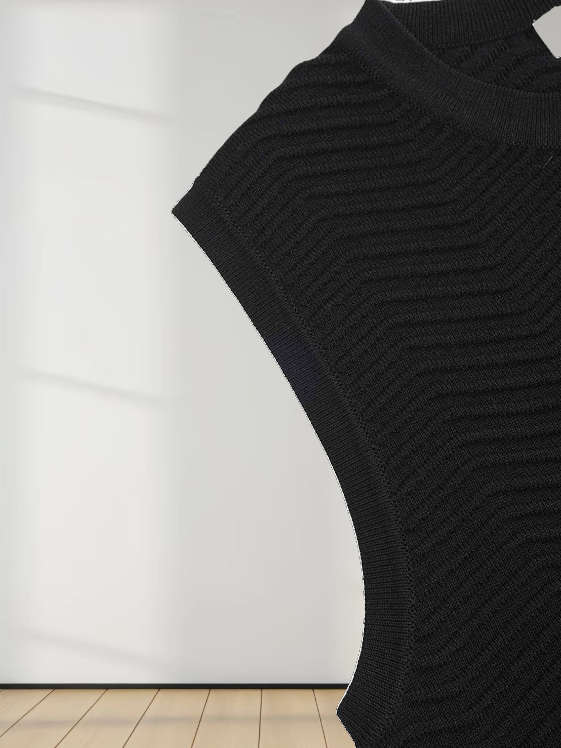 Wave Knit Slip Dress-Black