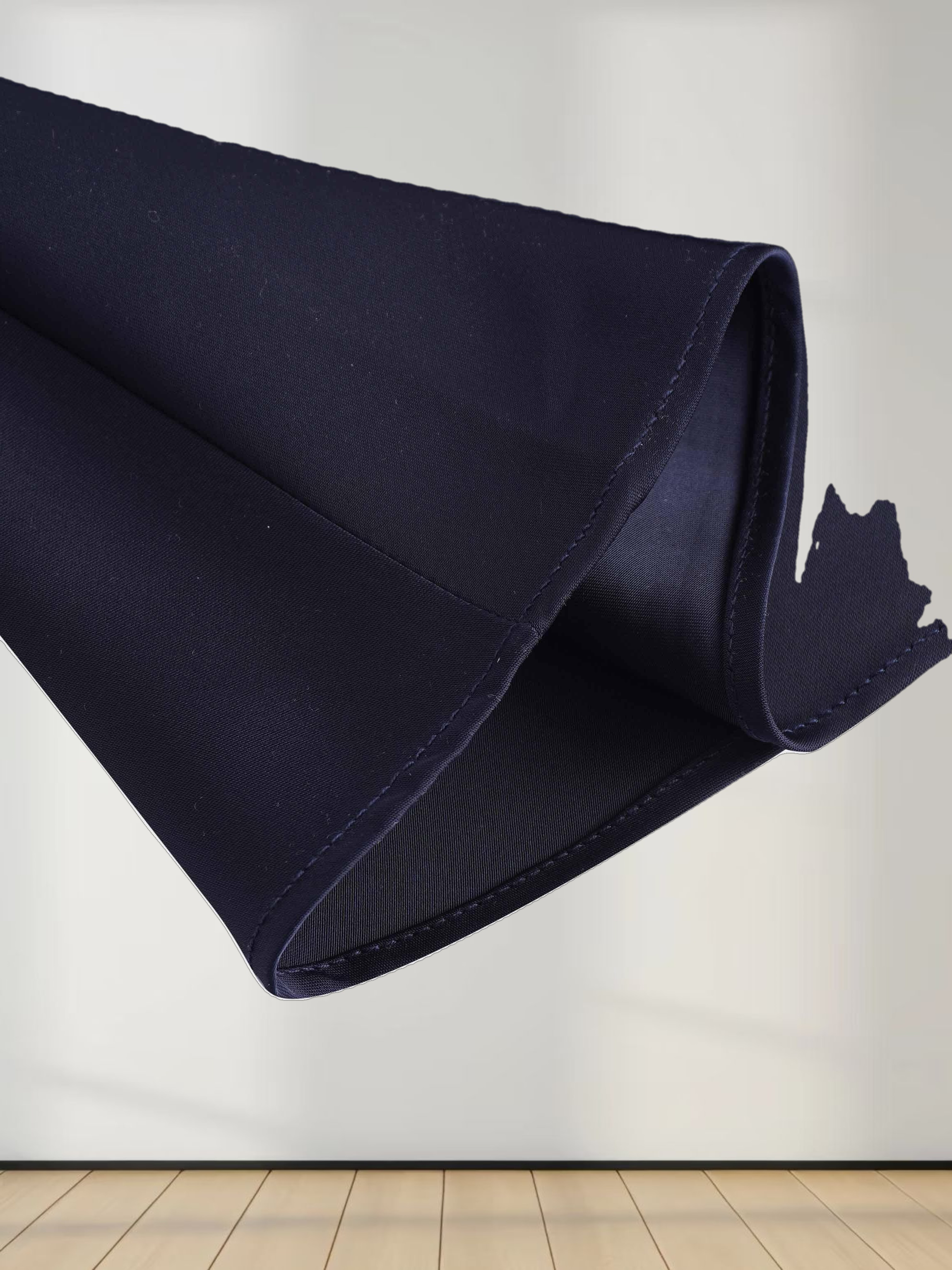 Solid Faux Satin Slip Skirt-Dark Blue/Navy