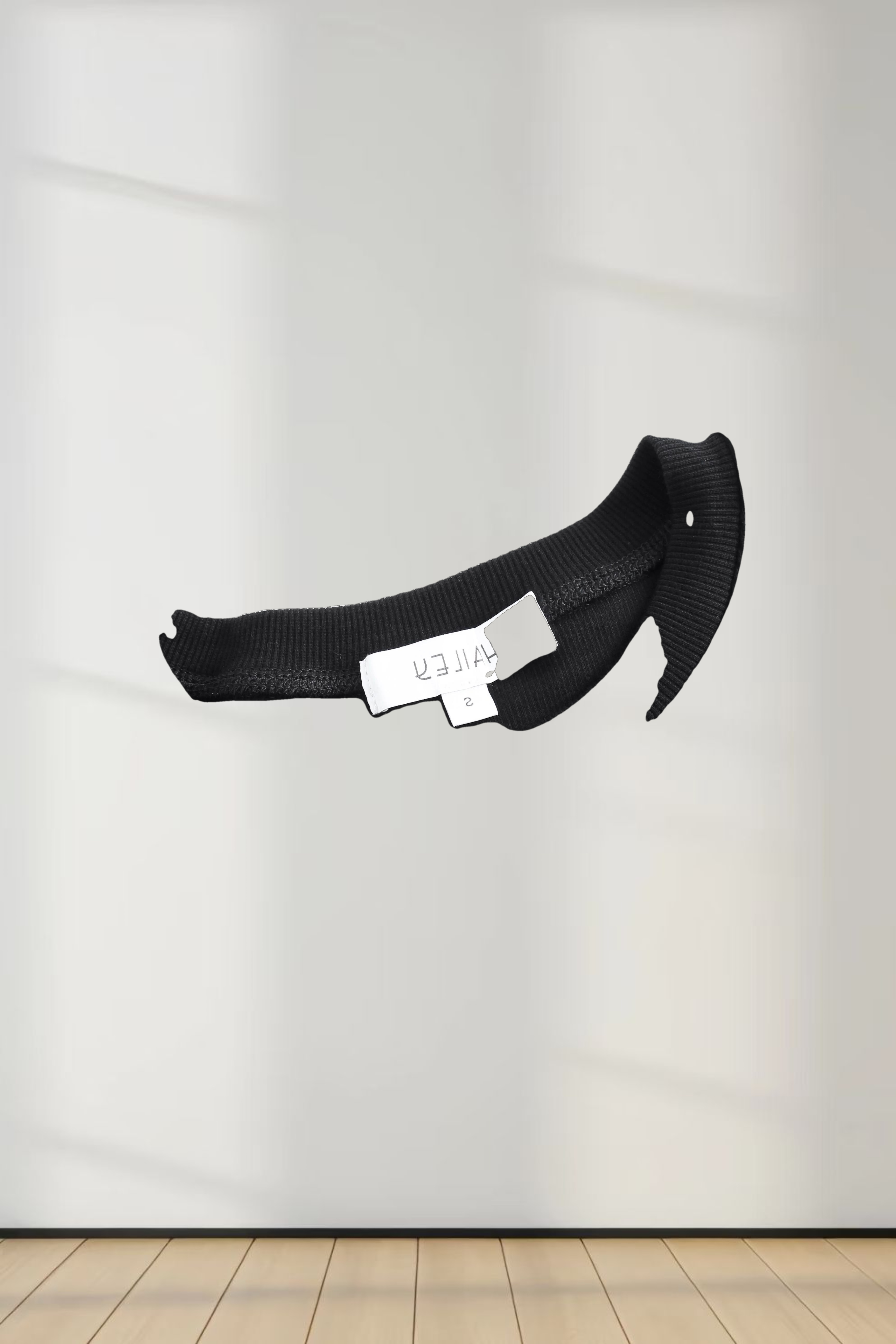 Ribbed Crew Neck Puff Sleeve Top-Black