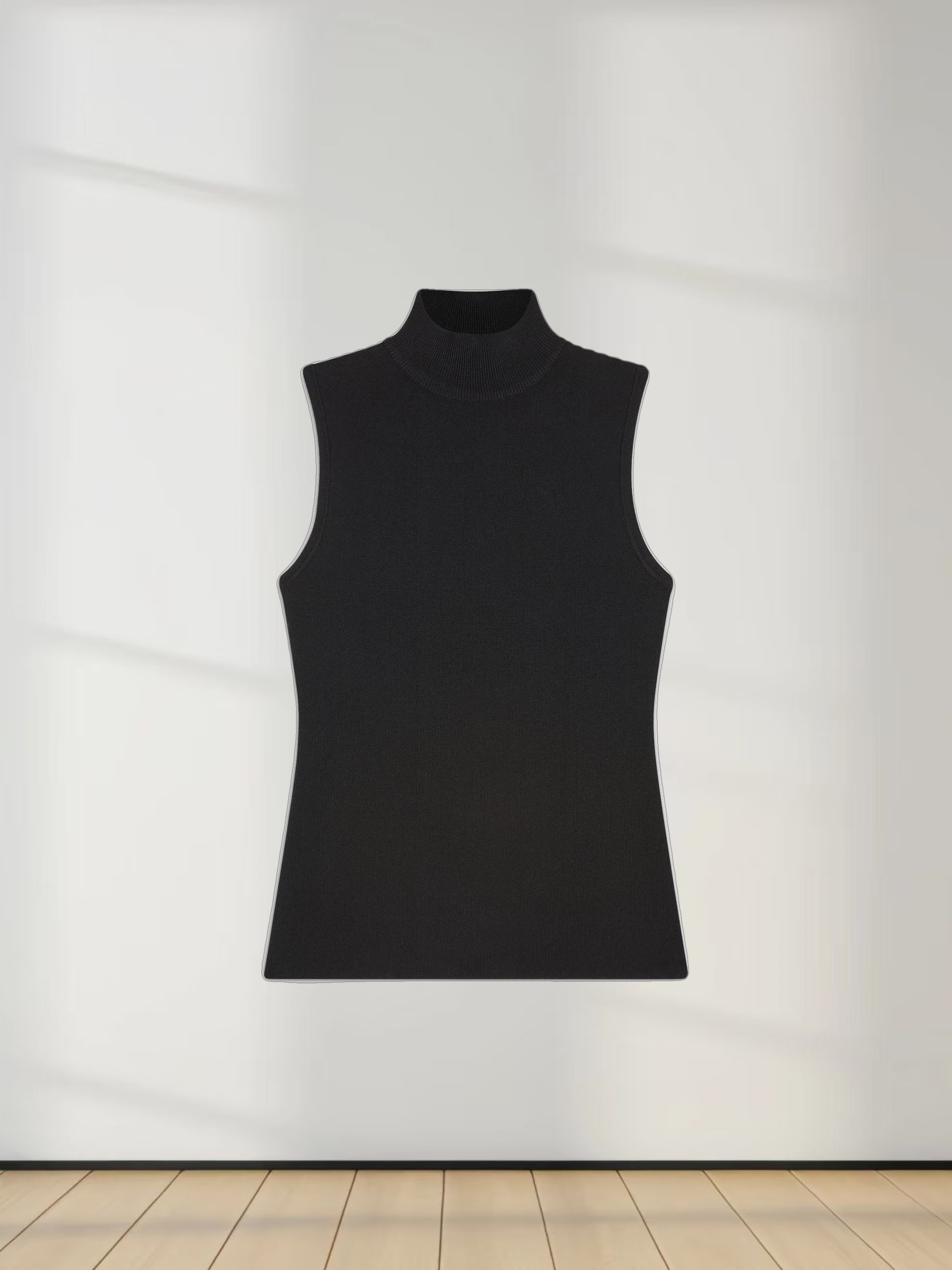 SLEEVELESS MOCK TURTLENECK-BLACK