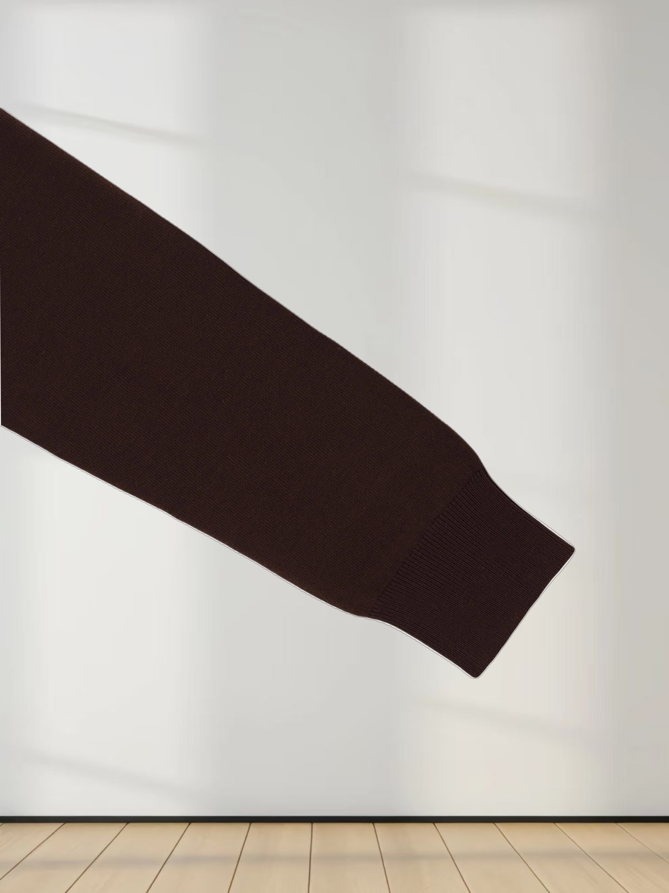 Wool Blend Collared Cardigan-Brown