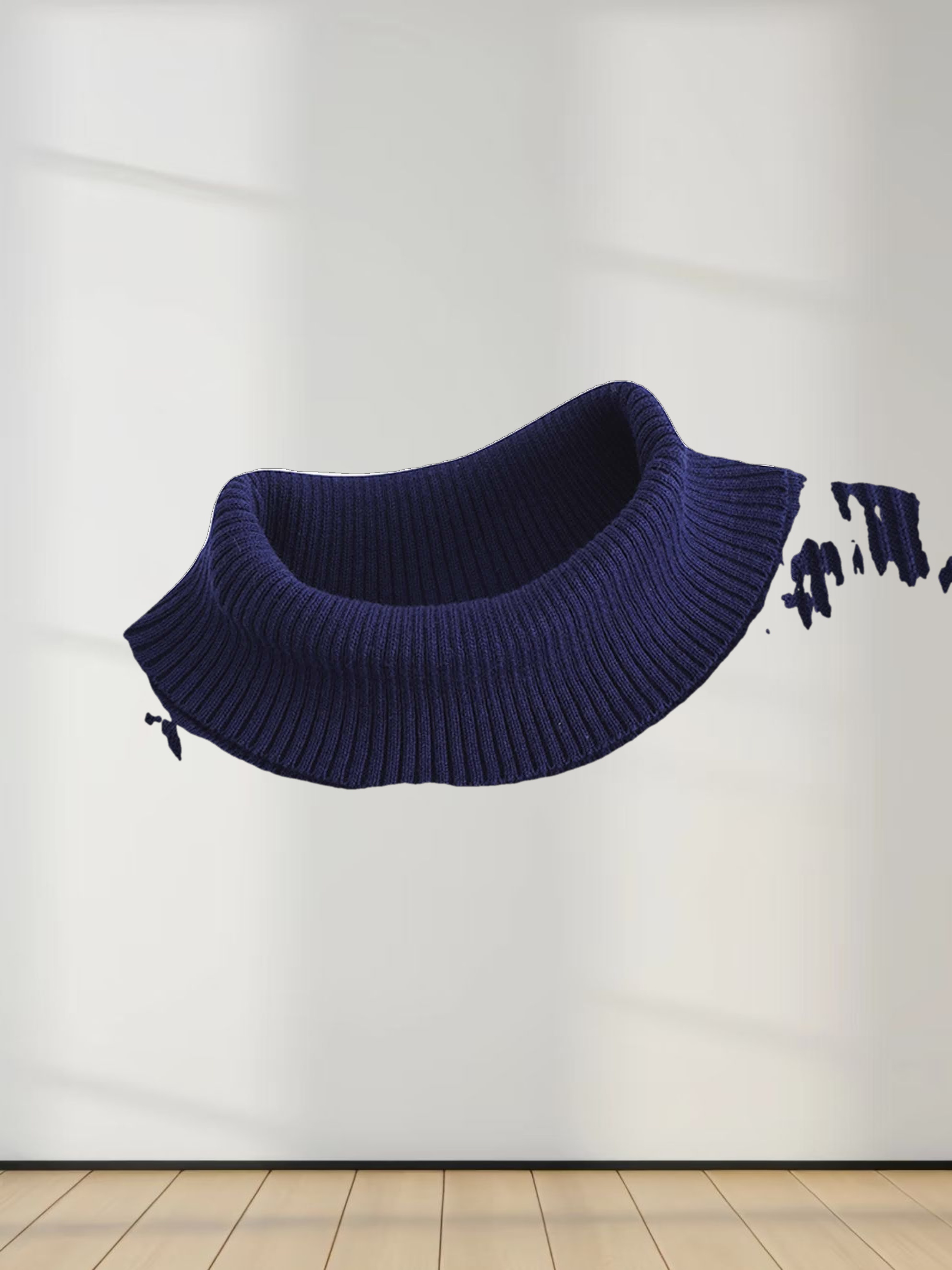 Sleeveless Ribbed Turtleneck-Navy