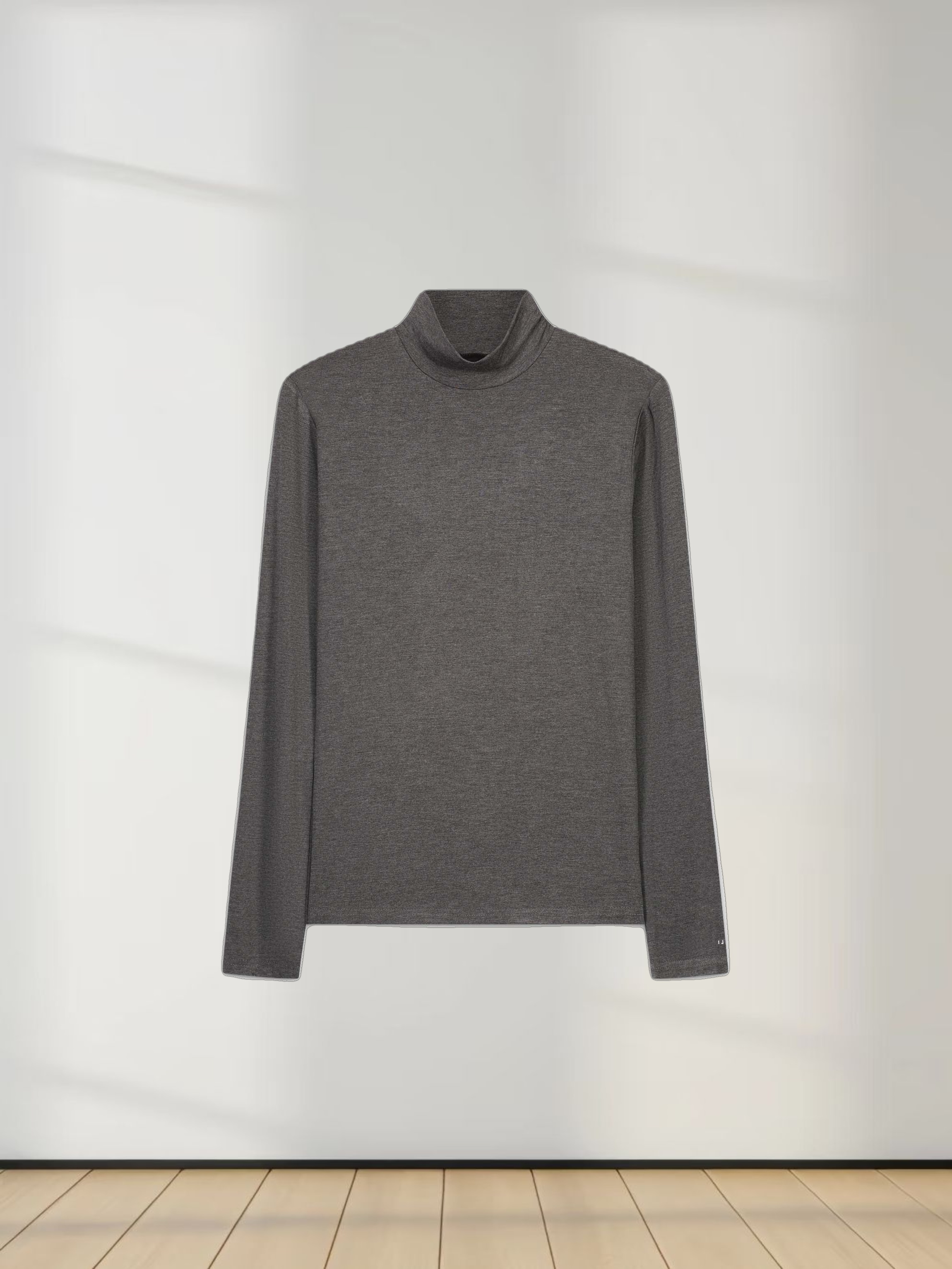 RIBBED TURTLENECK-HEATHERED GREY