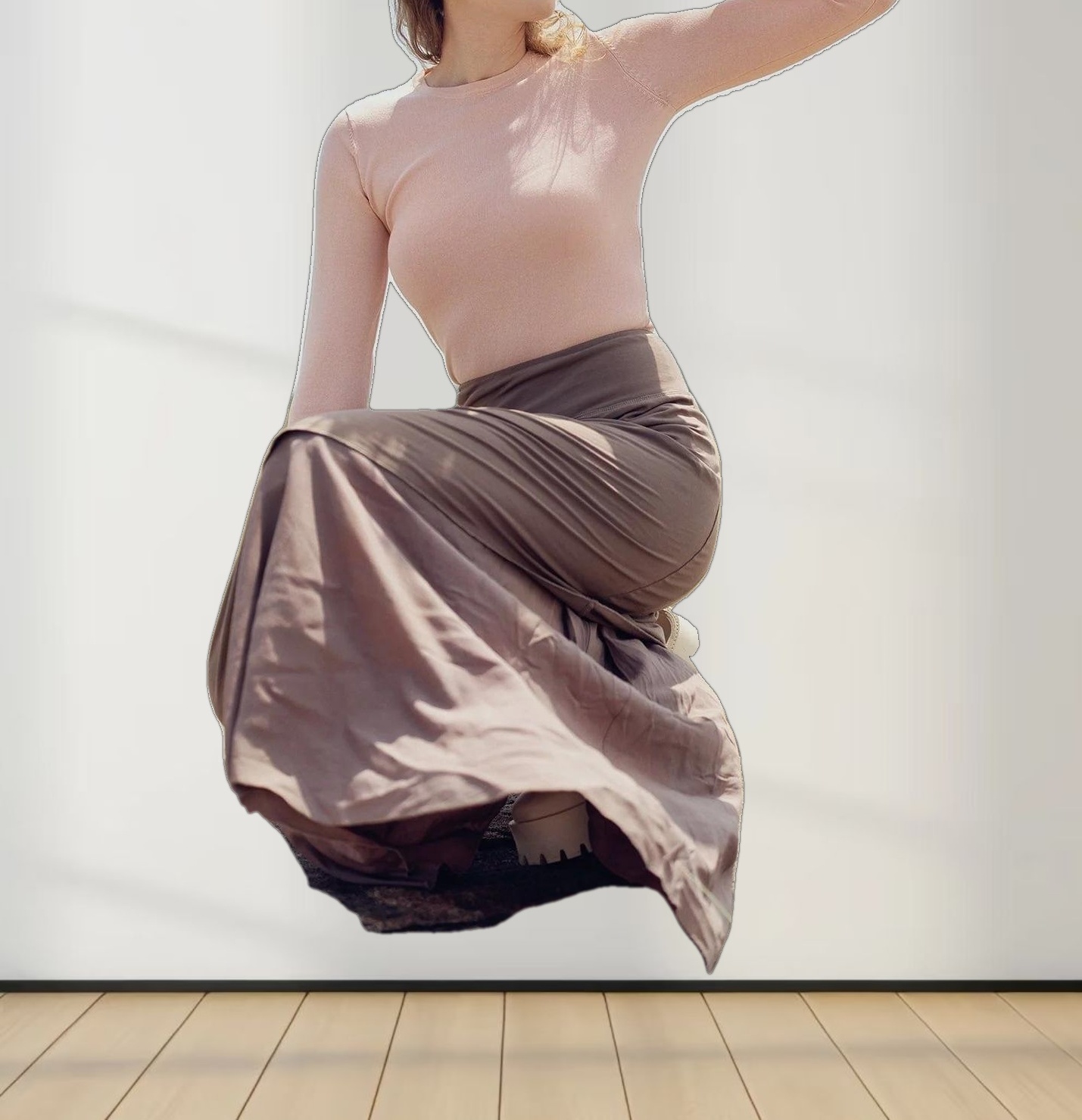 THIN KNIT CREW SWEATER-SOFT PINK