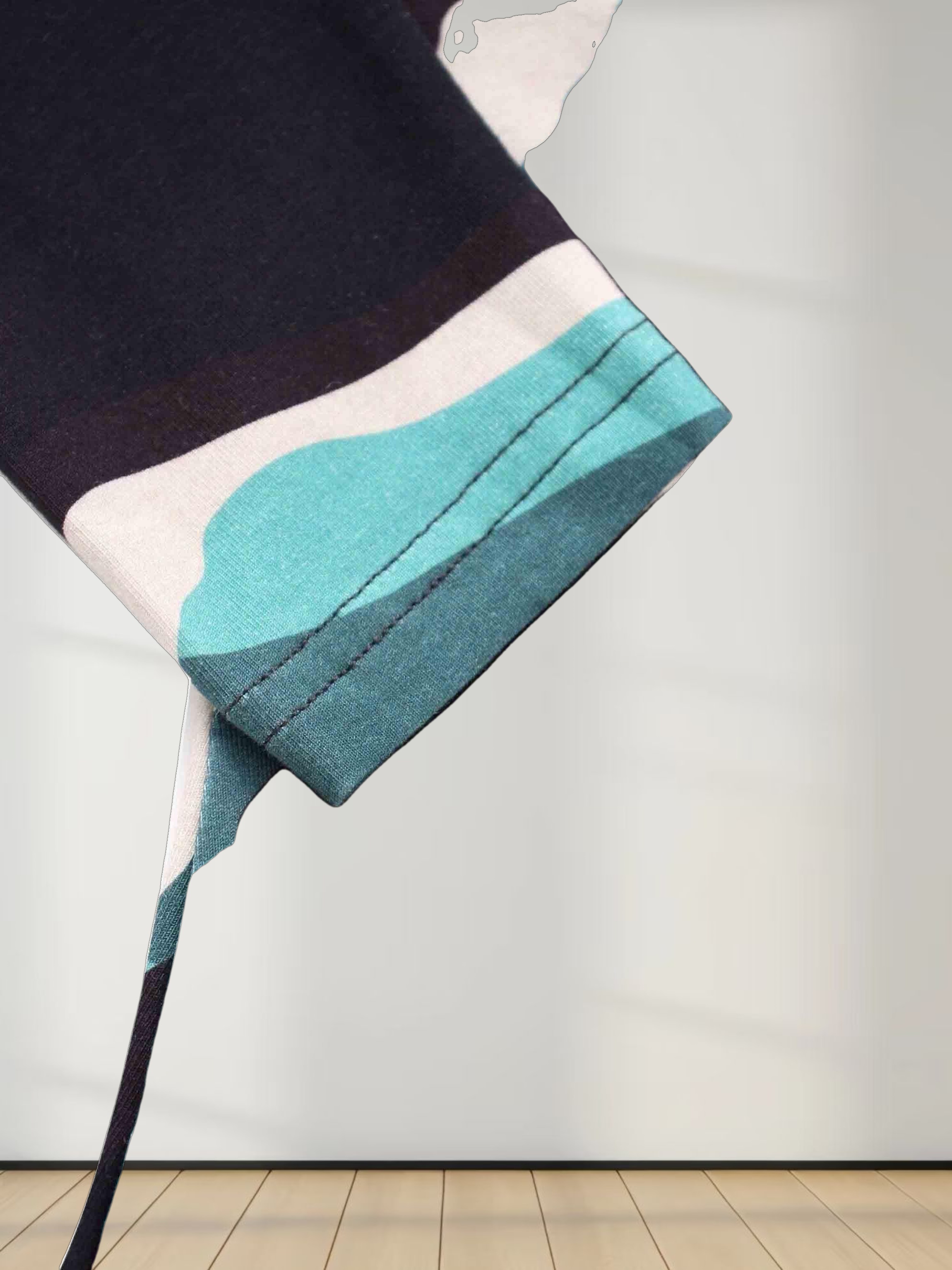 Printed Modal Turtleneck-Aqua Lightning