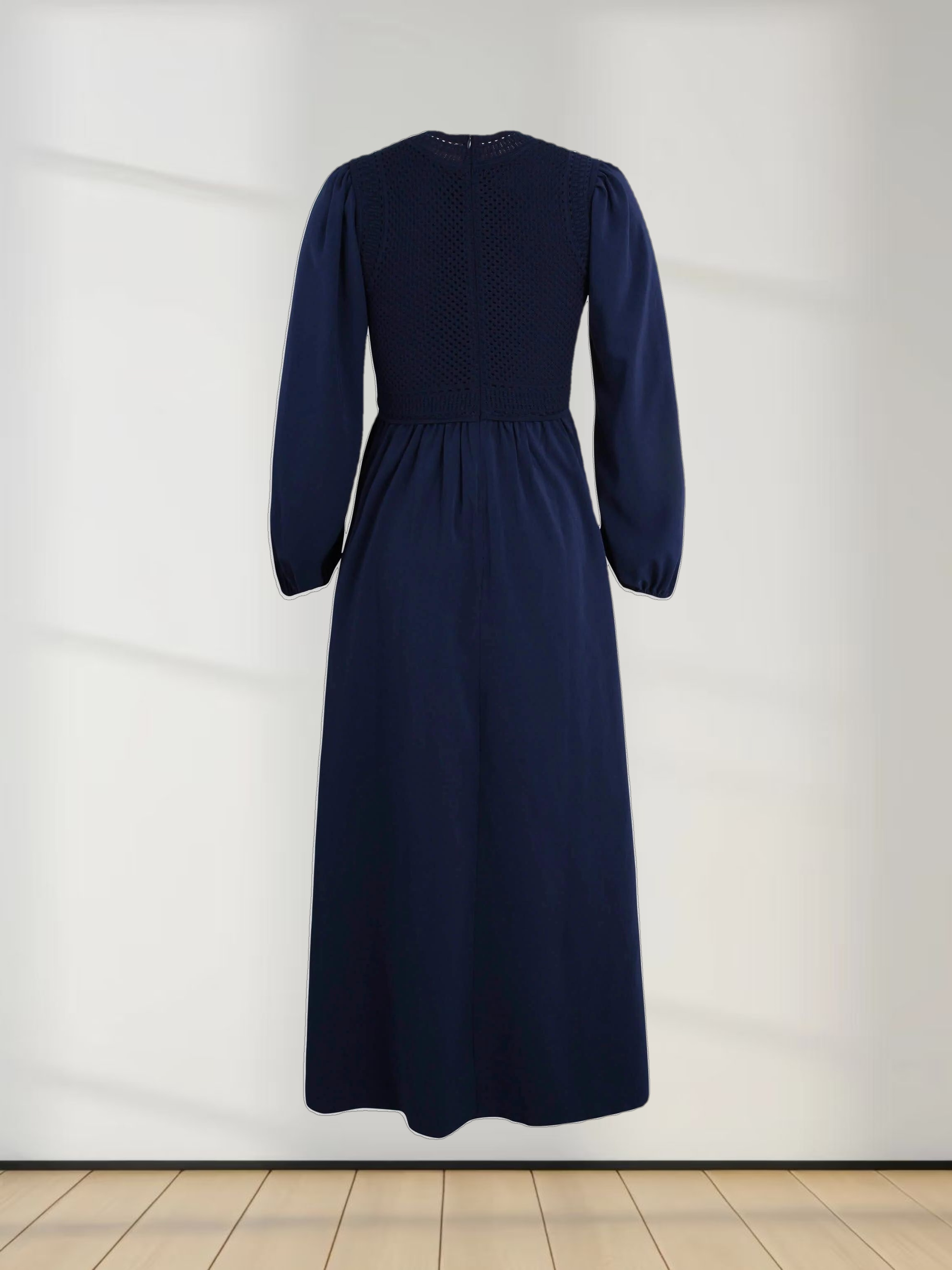 Crochet Top Dress-Navy