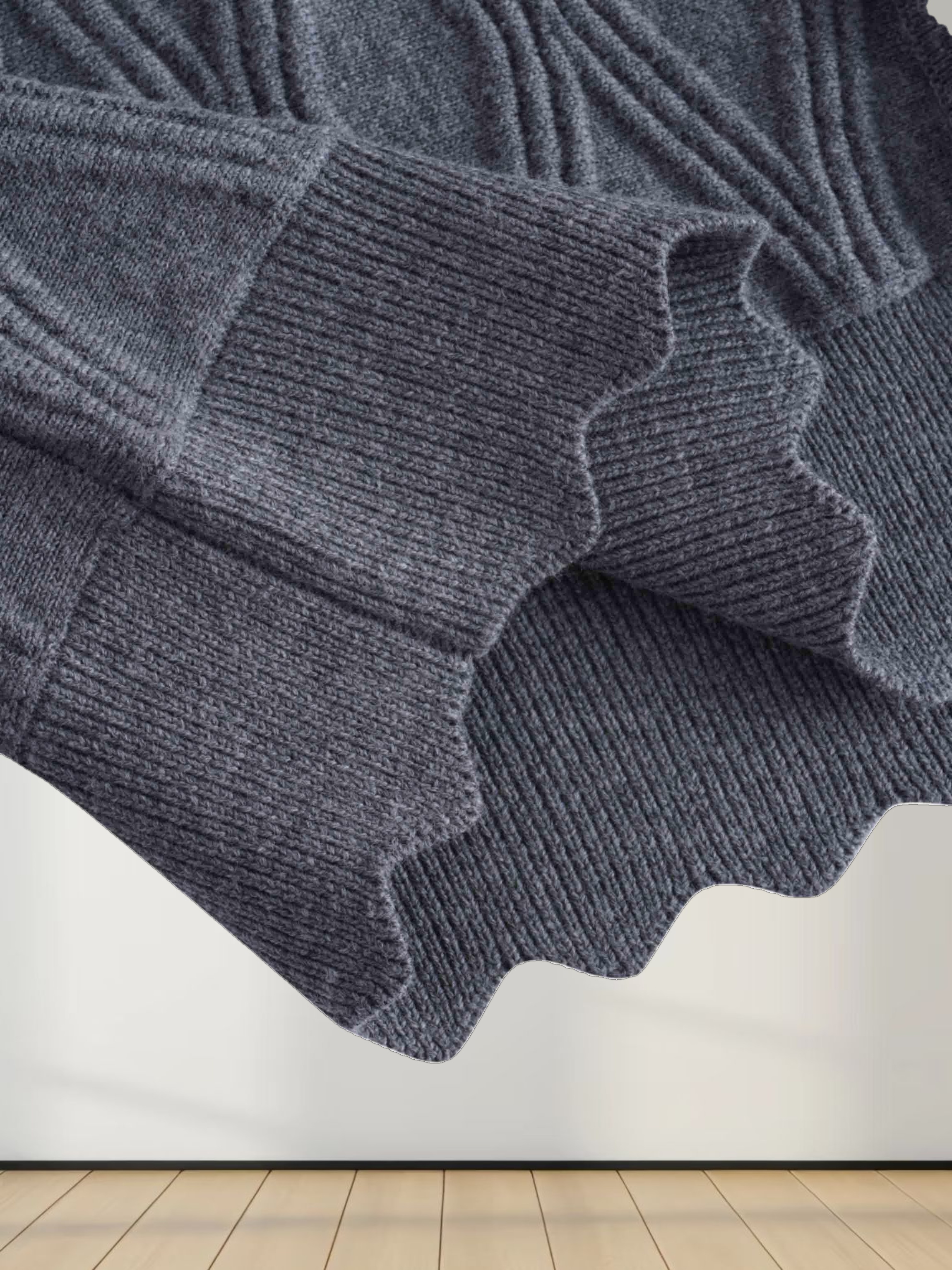 Scalloped Edge Cardigan-Heathered Grey