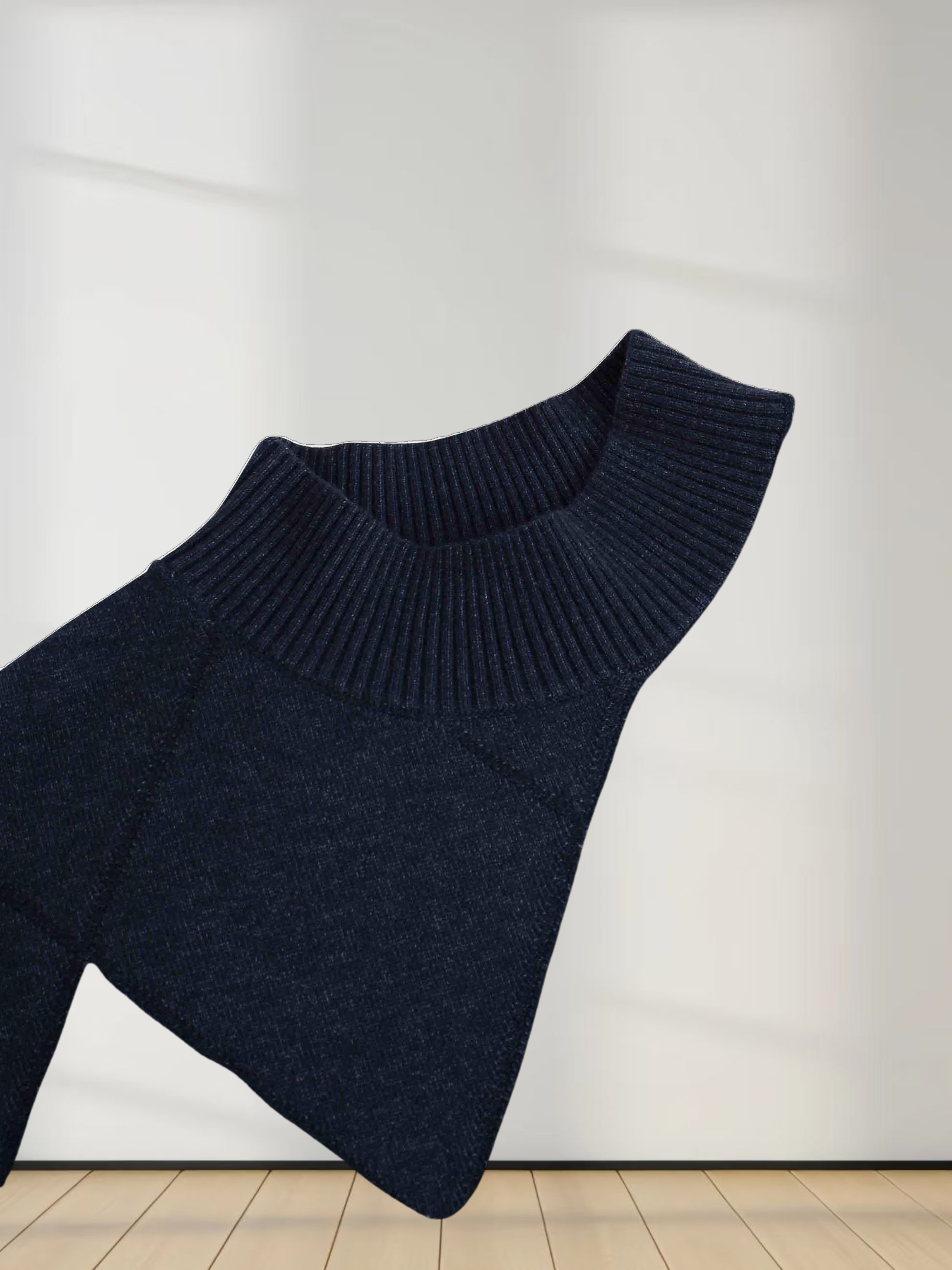 Oversized Diamond Detail Sweater-Heathered Navy