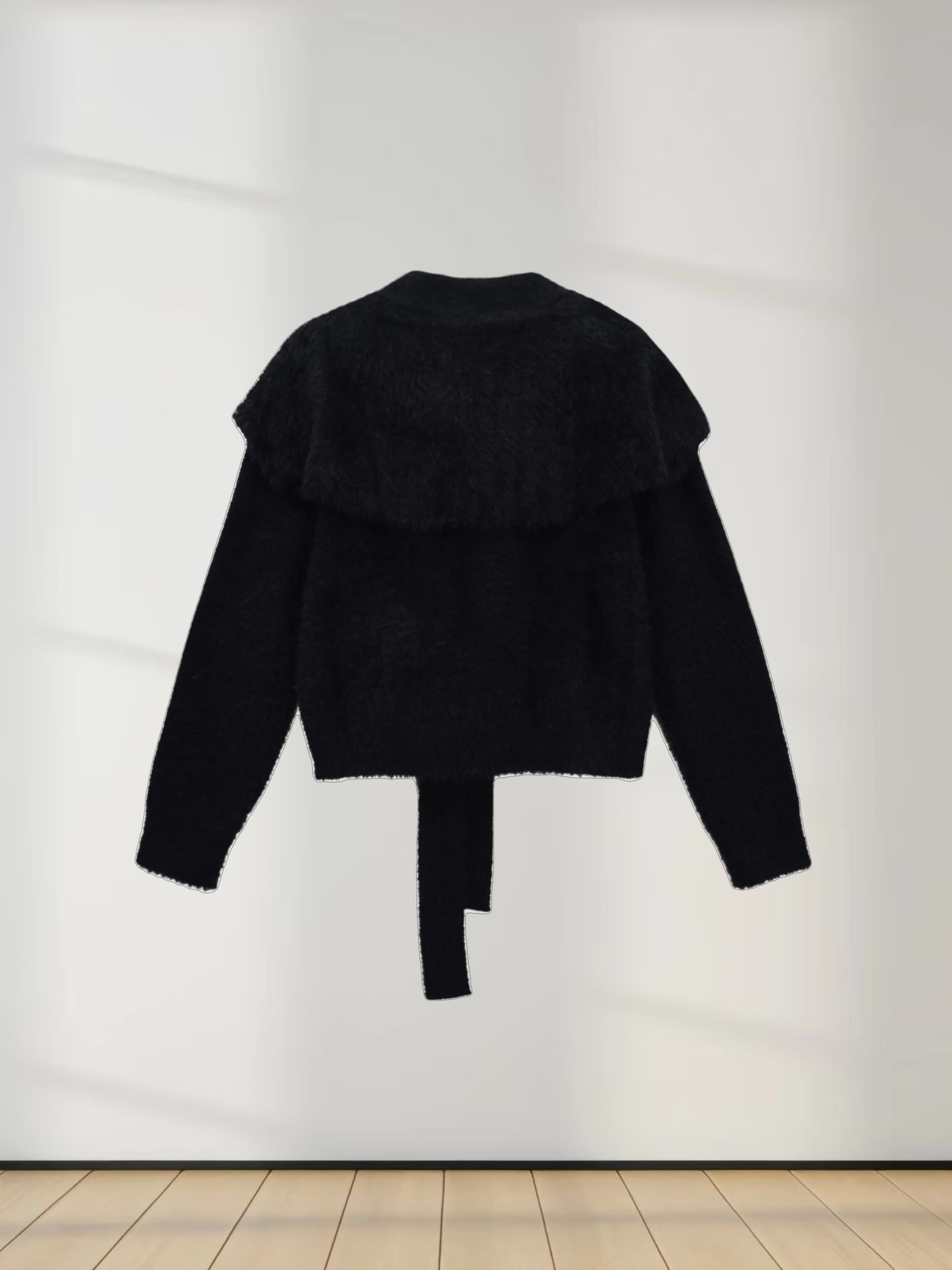 Mohair Shawl Collar Cardigan-Black