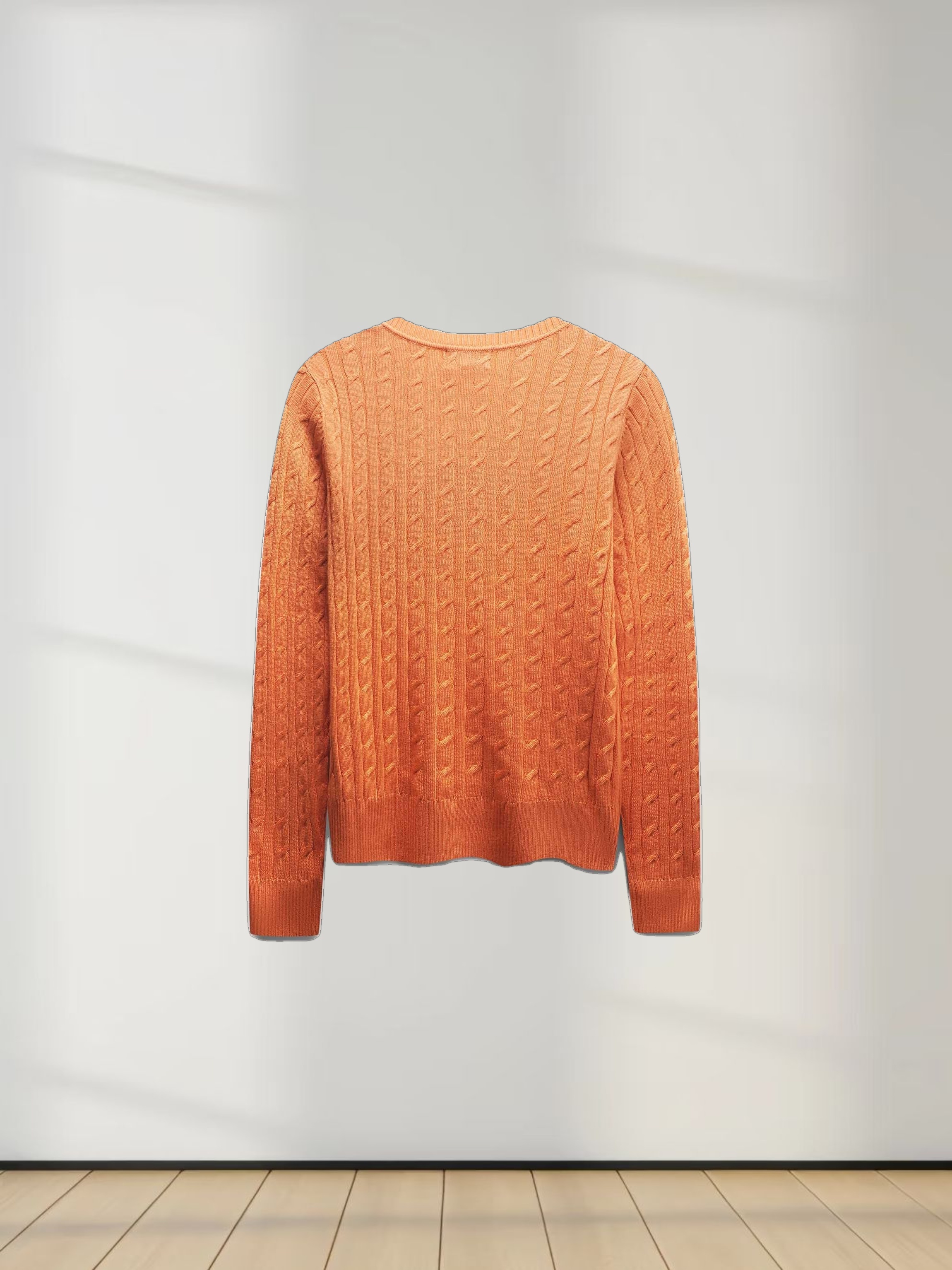 Knit Cable Sweater-Orange
