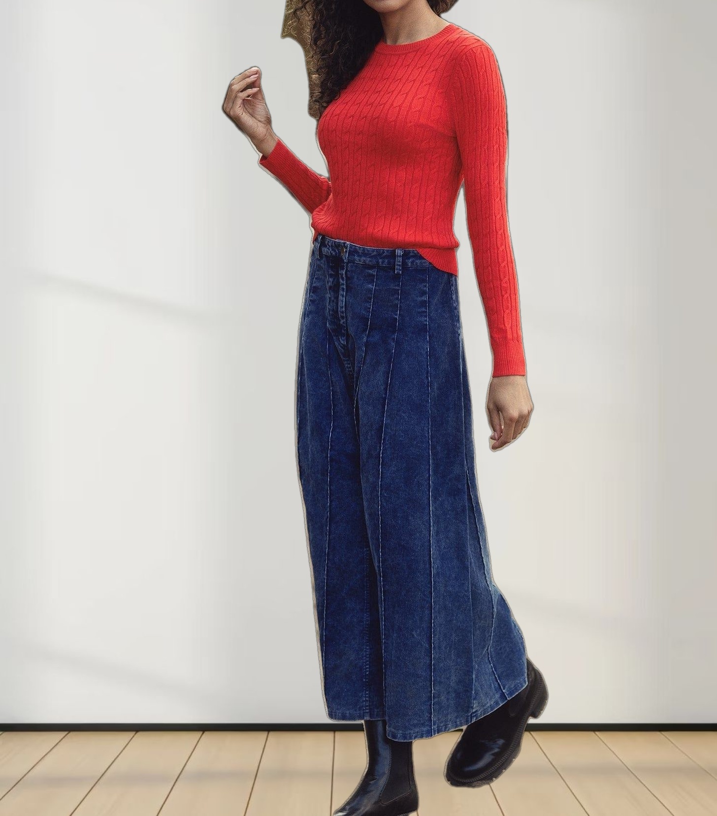 Knit Cable Sweater-Persimmon Orange