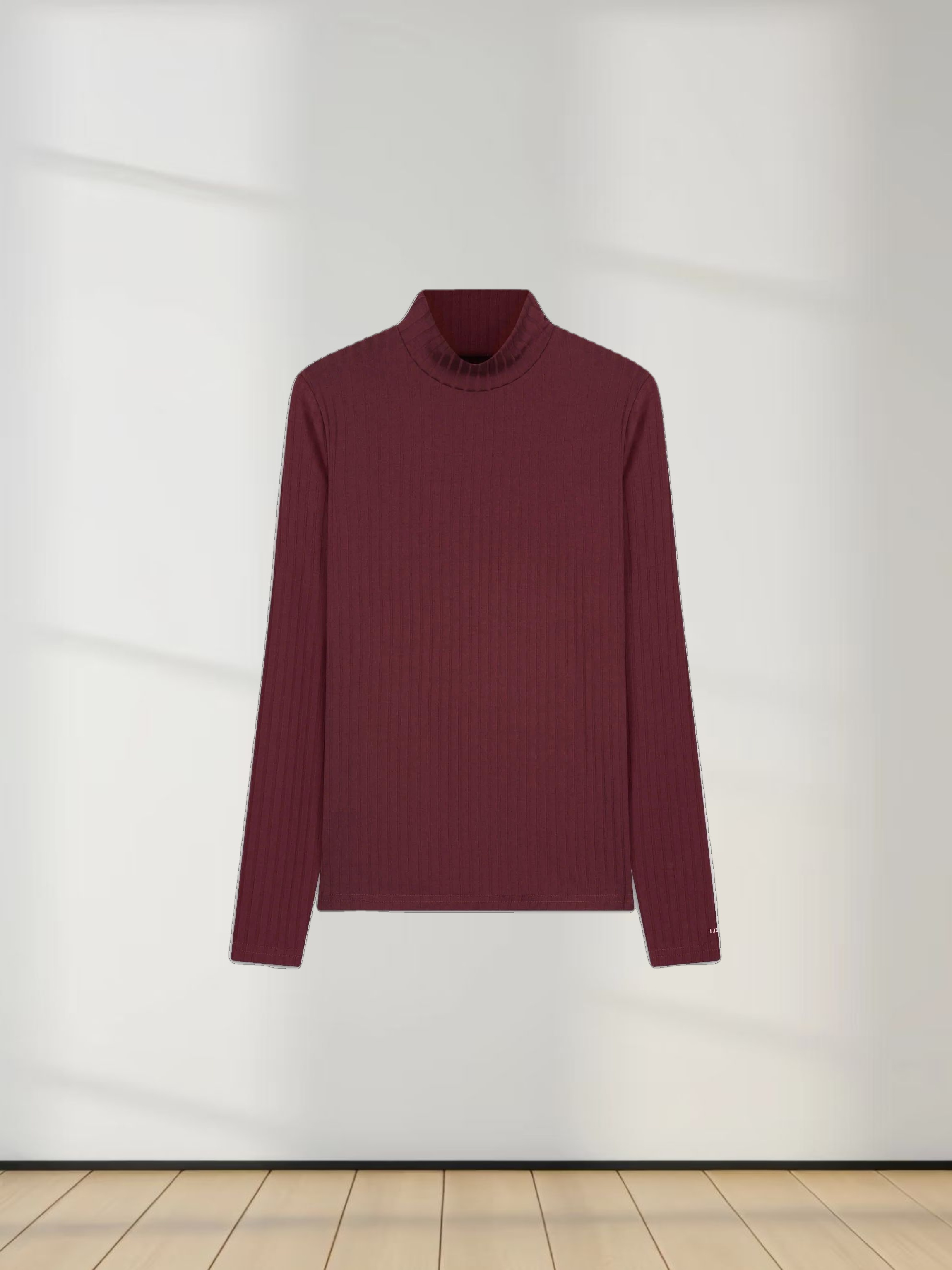 RIBBED JERSEY TURTLENECK-PURPLE