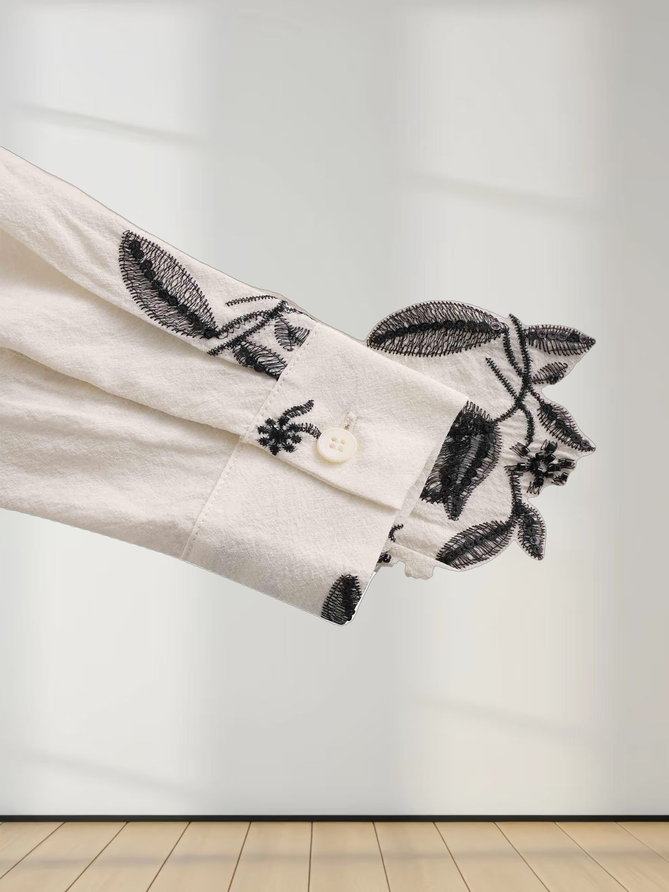 Empire Waist Puff Sleeve Dress-Cream