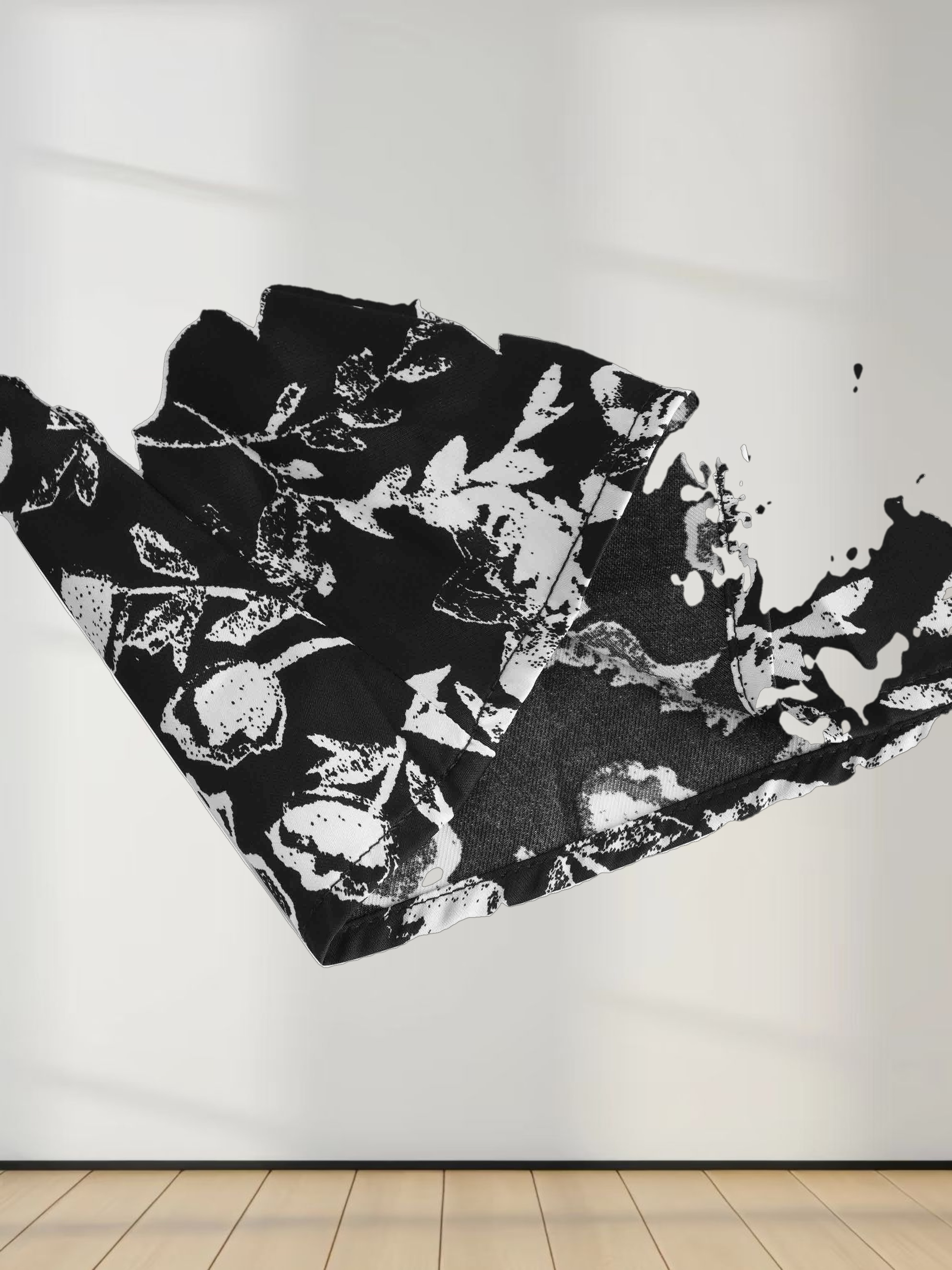 Princess Style Shirtdress-Black/White Floral