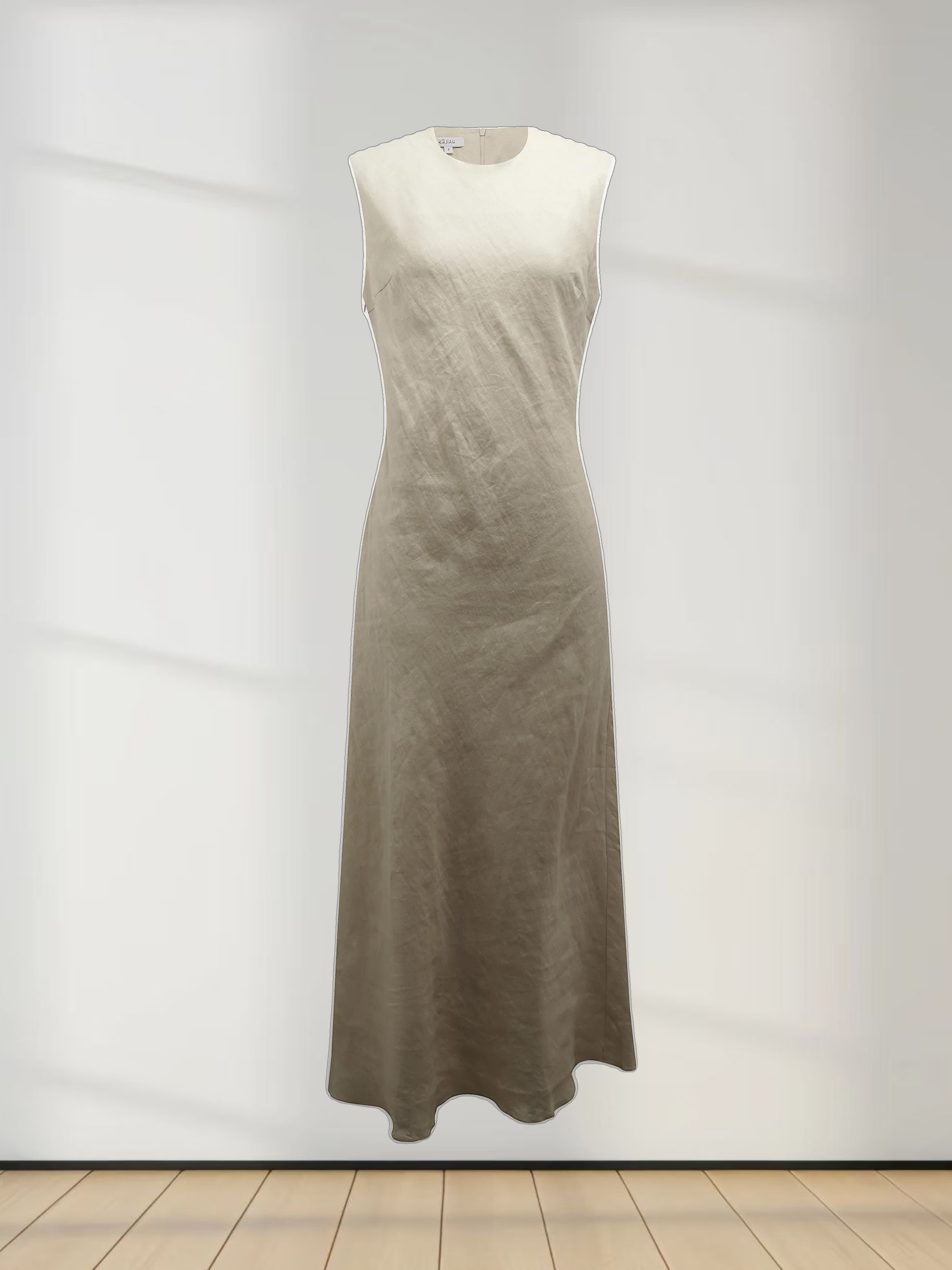 Linen A-Line Slip Dress-Ecru