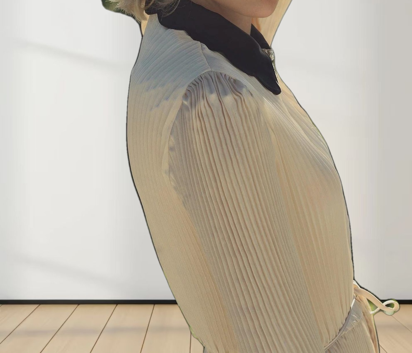 Micro Pleat Dress-Ivory